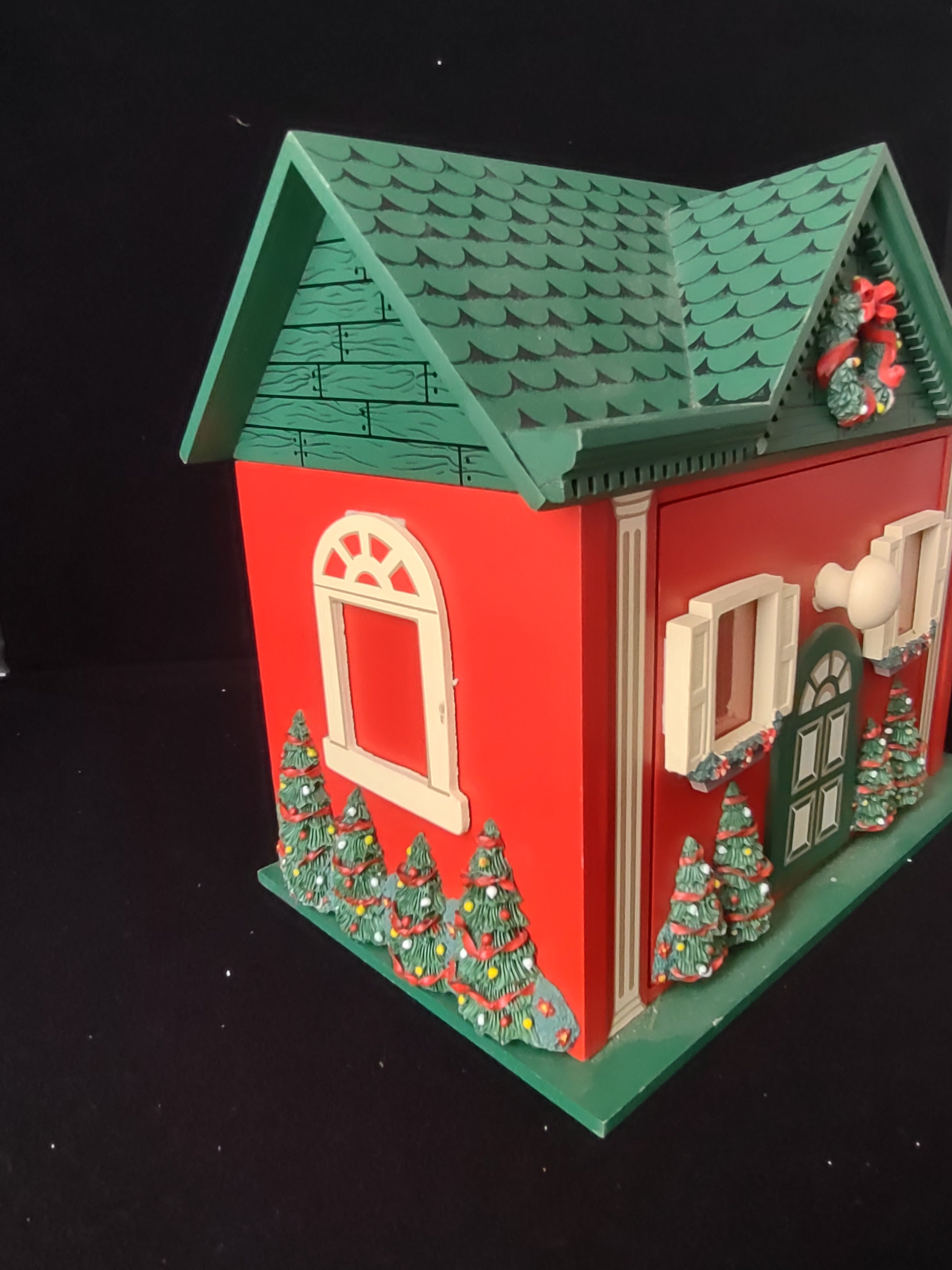 Vintage Wooden Table Top Photo Album Christmas House (lot 2369)