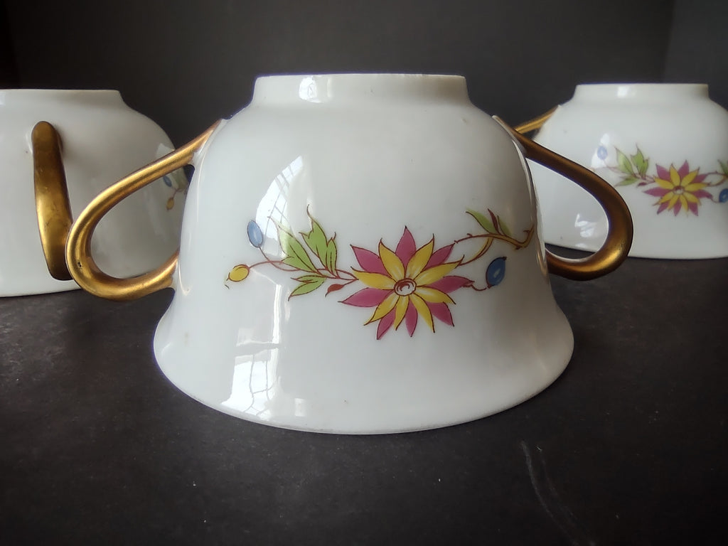 B. Altman Limoges Old Abbey Rouen Spray Pheasant 4 x Bouillon Cup ONLY (lot 815)