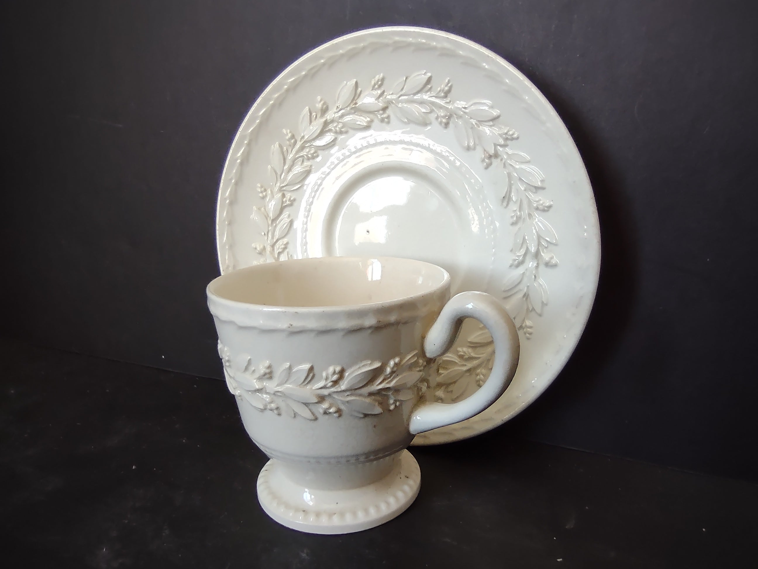 Vintage Wedgwood Queens Ware Espresso Demitasse Cup Saucer REPAIRED [6185]