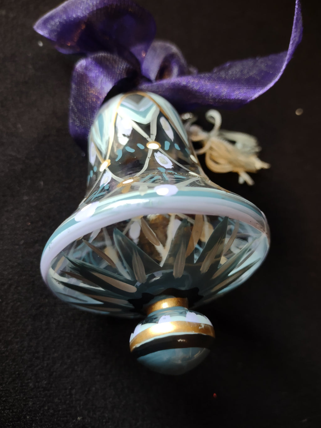 Set of 2 Hand Painted Gems Ornaments Christmas Lenox Green Purple (lot 1634)