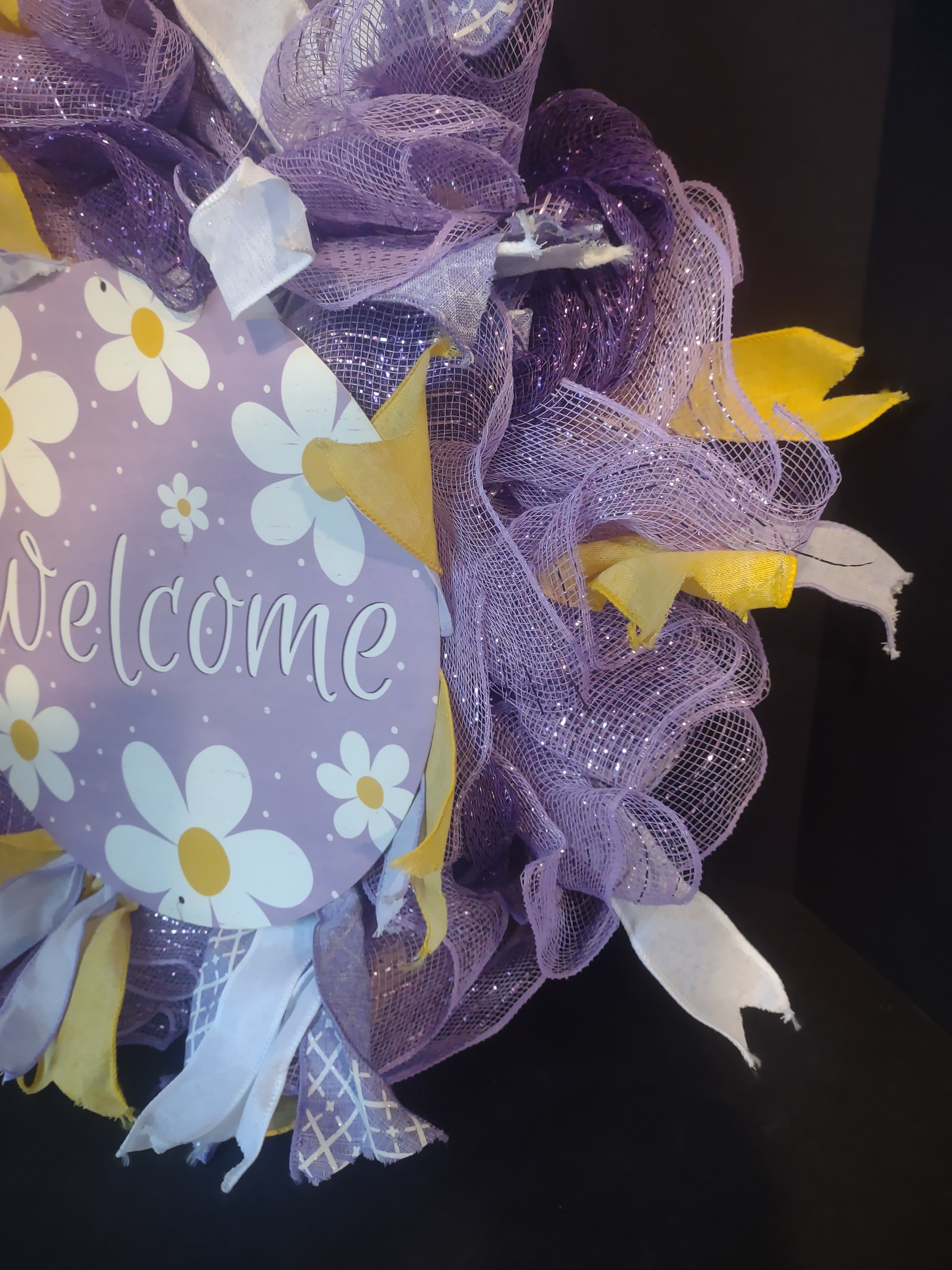 Spring Easter Welcome Wreath Ribbon Mesh (lot 1397)