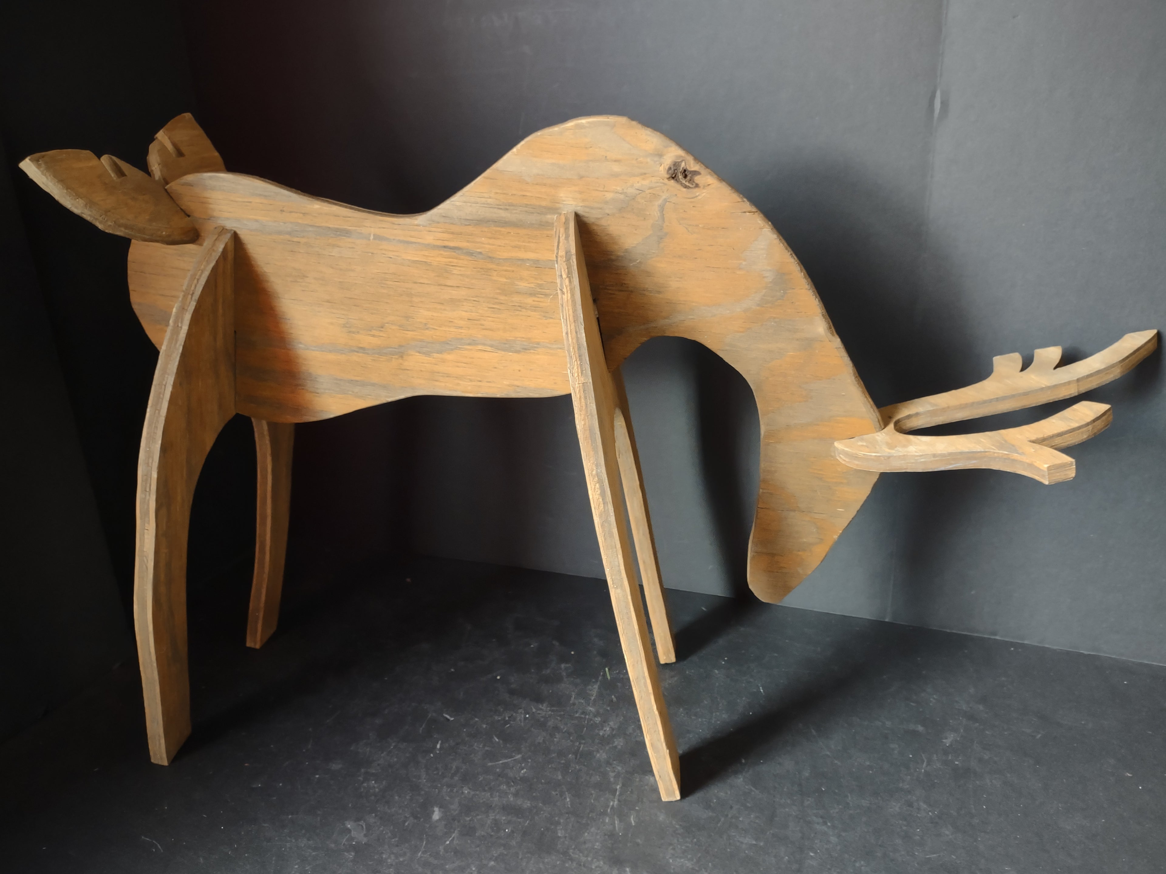Vintage Wooden Handmade Set of 2 Christnmas Reindeer 27" (lot 3430)