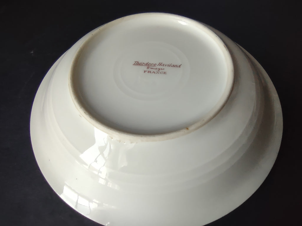 Haviland Limoges 4 x Small Cranberry Bowl 5" White Purple Flower Moss (lot 899)