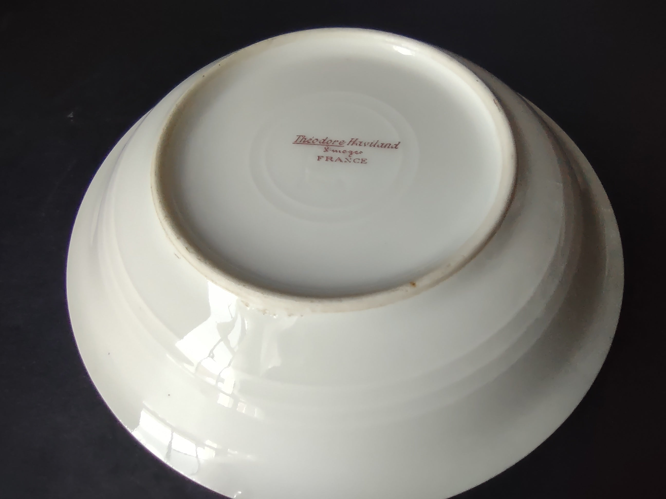 Haviland Limoges 4 x Small Cranberry Bowl 5" White Purple Flower Moss (lot 899)