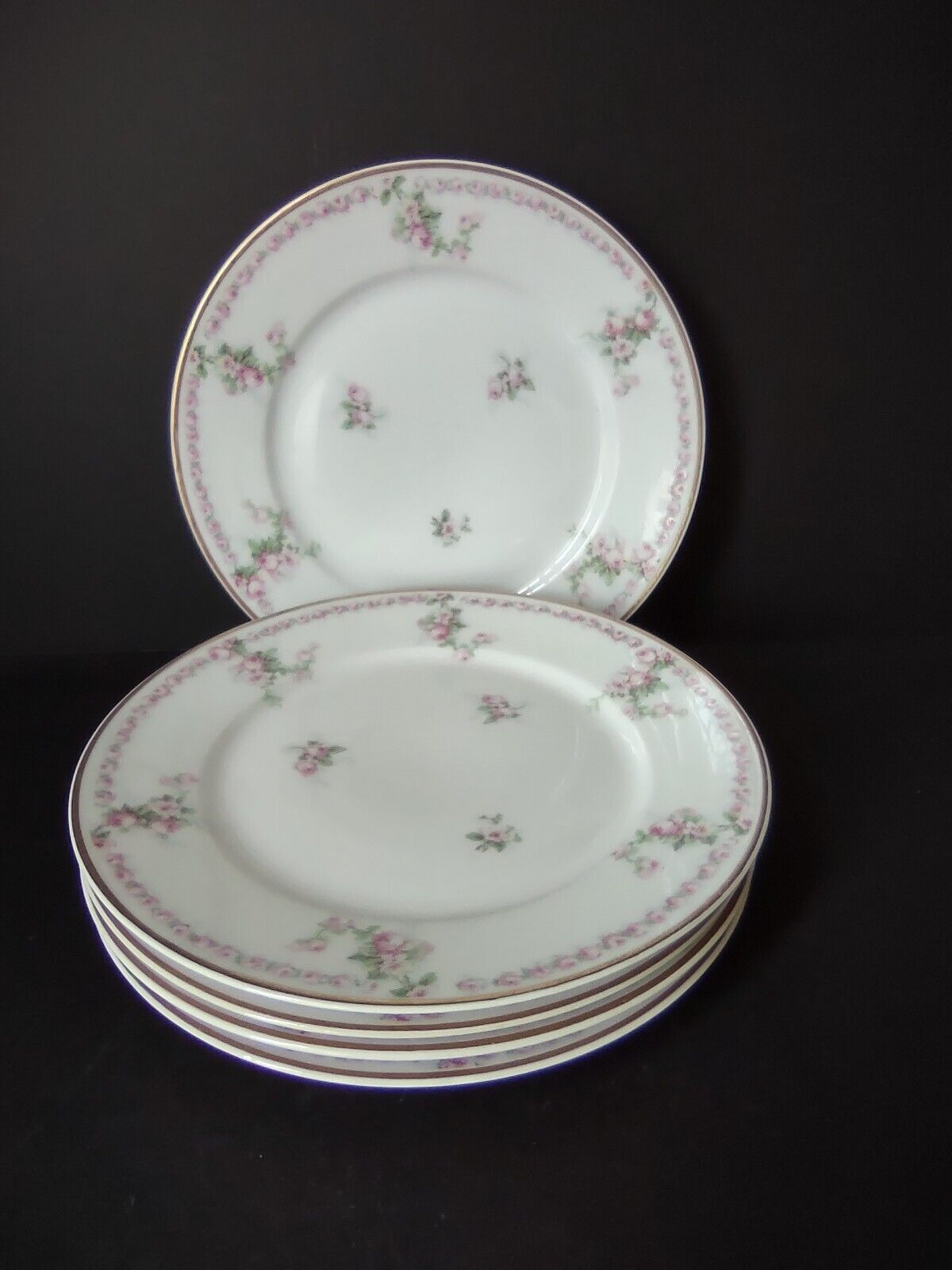 Avenir Limoges France 5 x Salad Plate Rose Garland (lot 559)