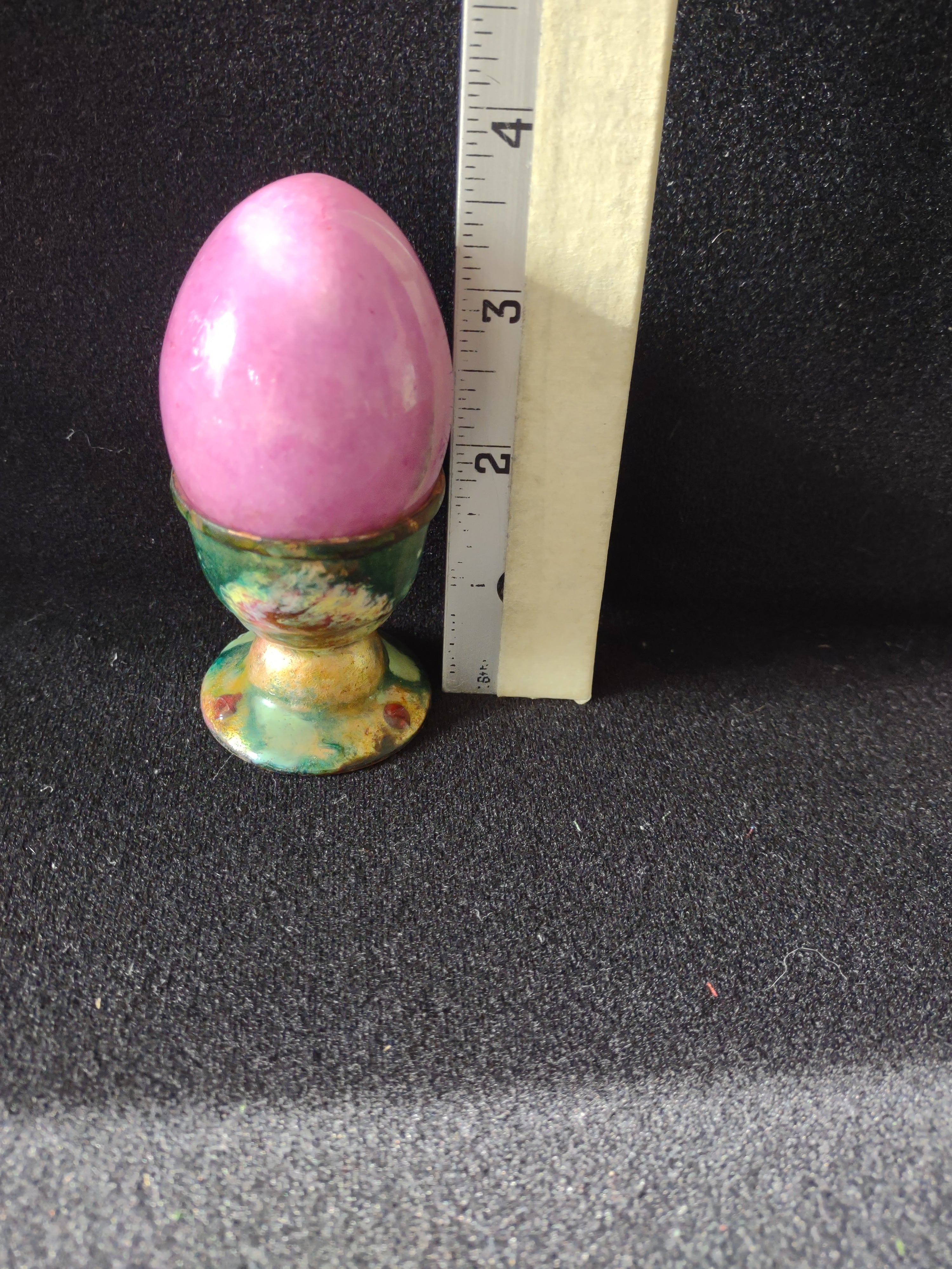 Vintage Dyed Pink Polished Stone Egg Metal Luster Glazed Chalice (Lot 5075)