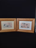 Set 2 Pictures Mimi Whitcomb Studios Cat Wooden Frames (lot 1773)