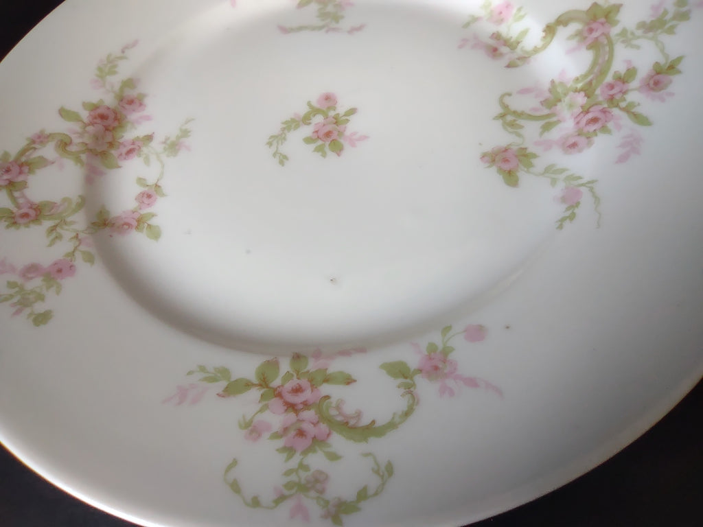 Haviland Limoges Dessert Plate Pink Rose Green Ribbon (lot 889)