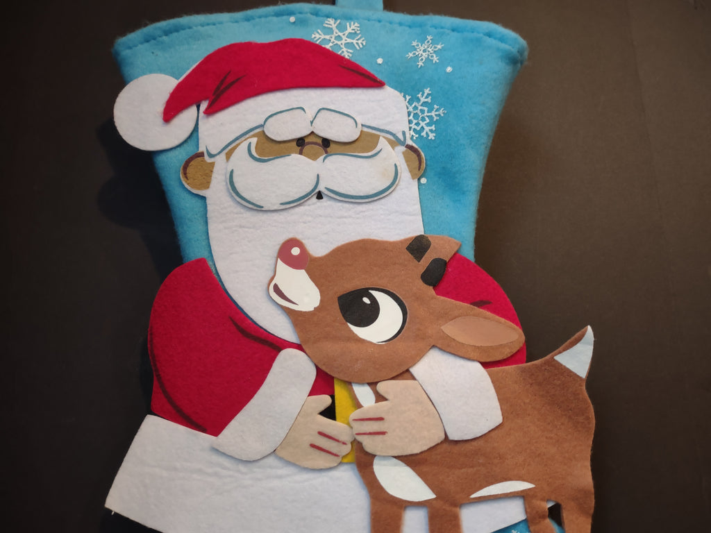 Christmas Rudolph Red Nosed Reindeer Blue Stocking Kurt Adler 16" (lot 3368)