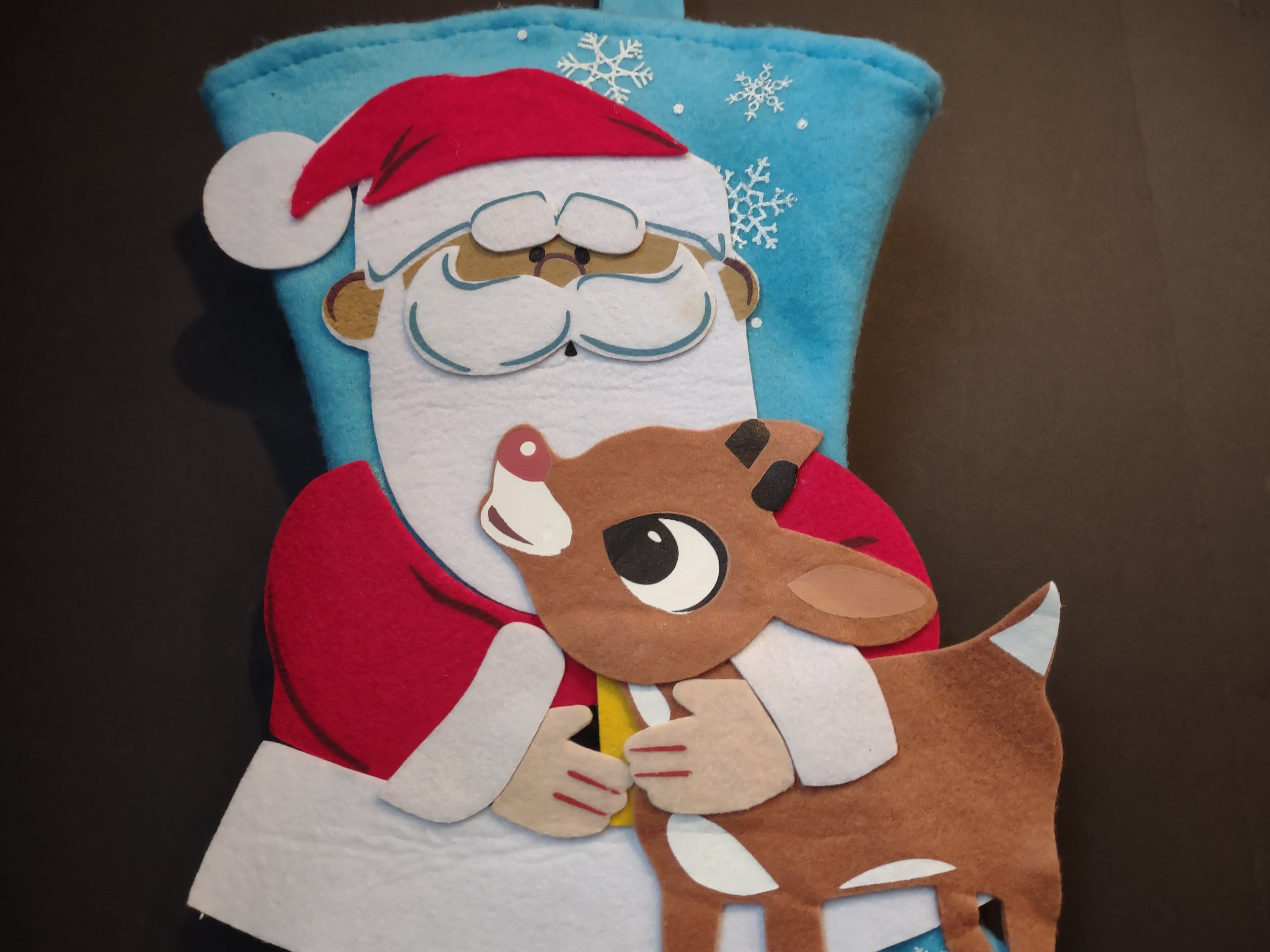 Christmas Rudolph Red Nosed Reindeer Blue Stocking Kurt Adler 16" (lot 3368)