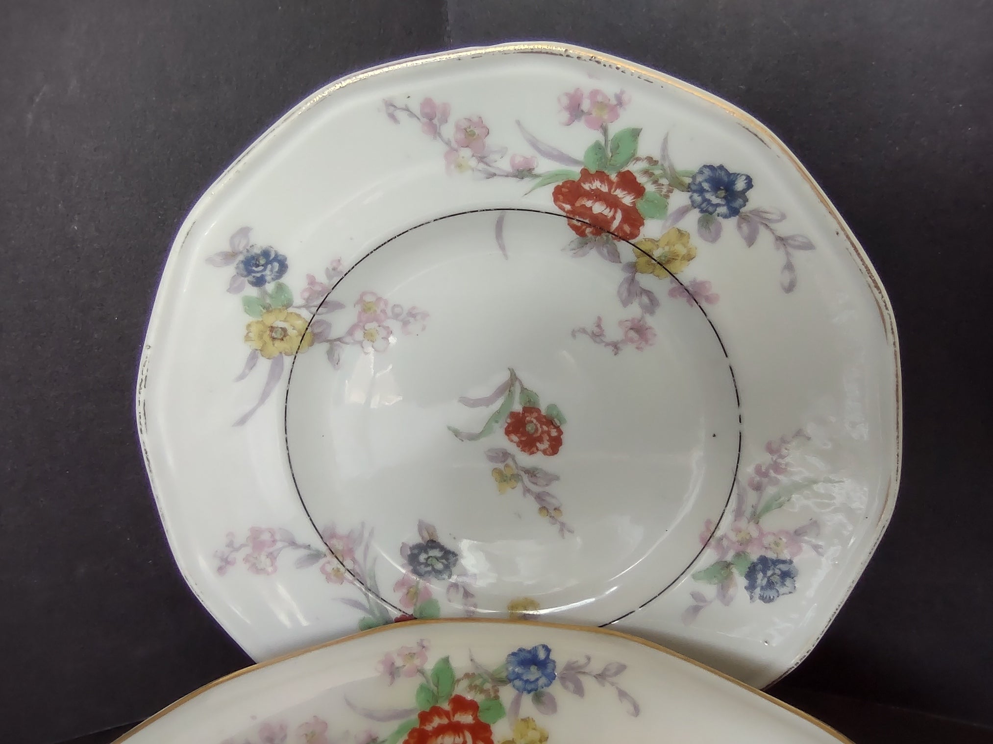 Haviland Limoges White Jewel Cream Soup Bowl & Bread/Butter Plate Floral (lot 803)