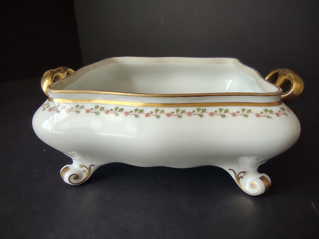 Old Abbey France Limoges Serving Dish NO LID Clover Gold Trim (lot 870)