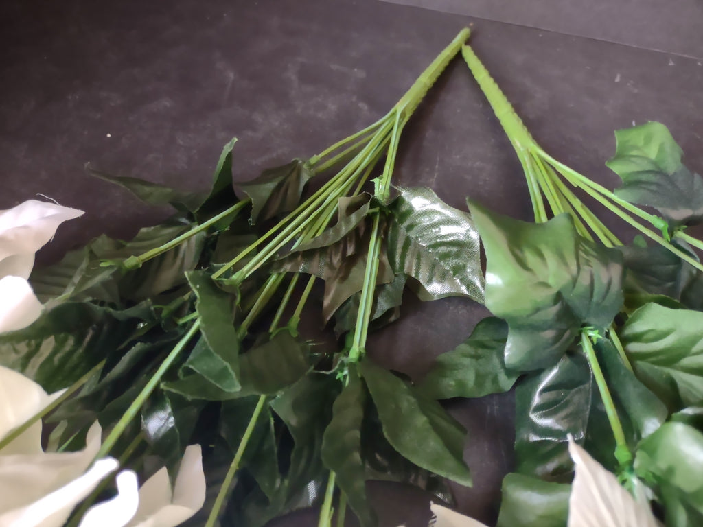 Christmas Lot Artificial Flower Poinsettia White 12 stems 17" Long (Lot 3342)
