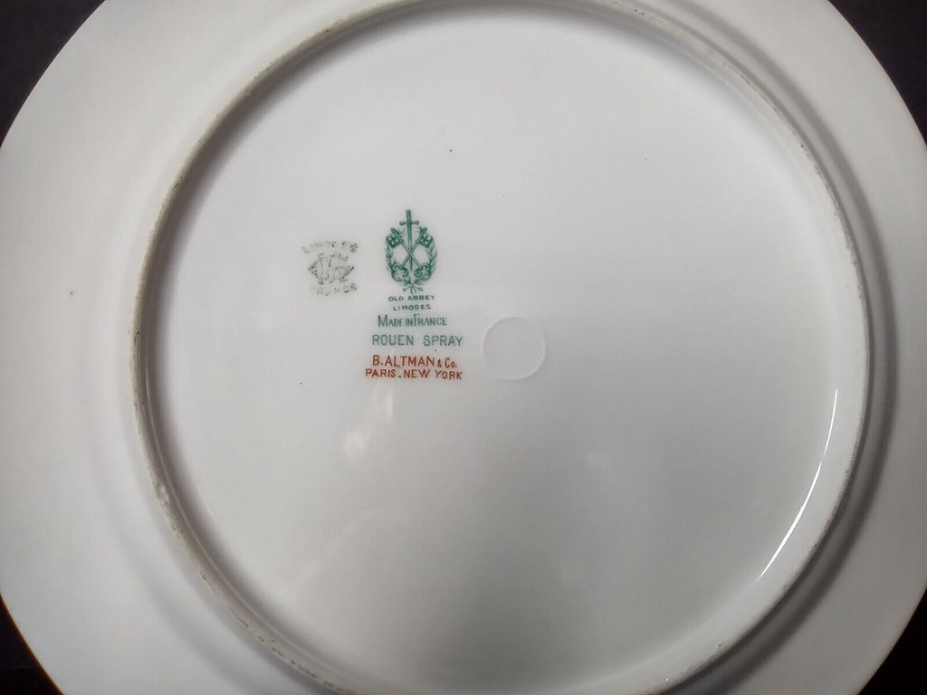Haviland Limoges Old Abbey Rouen Spray Pheasant Dinner Plate 9-5/8" (lot 345)