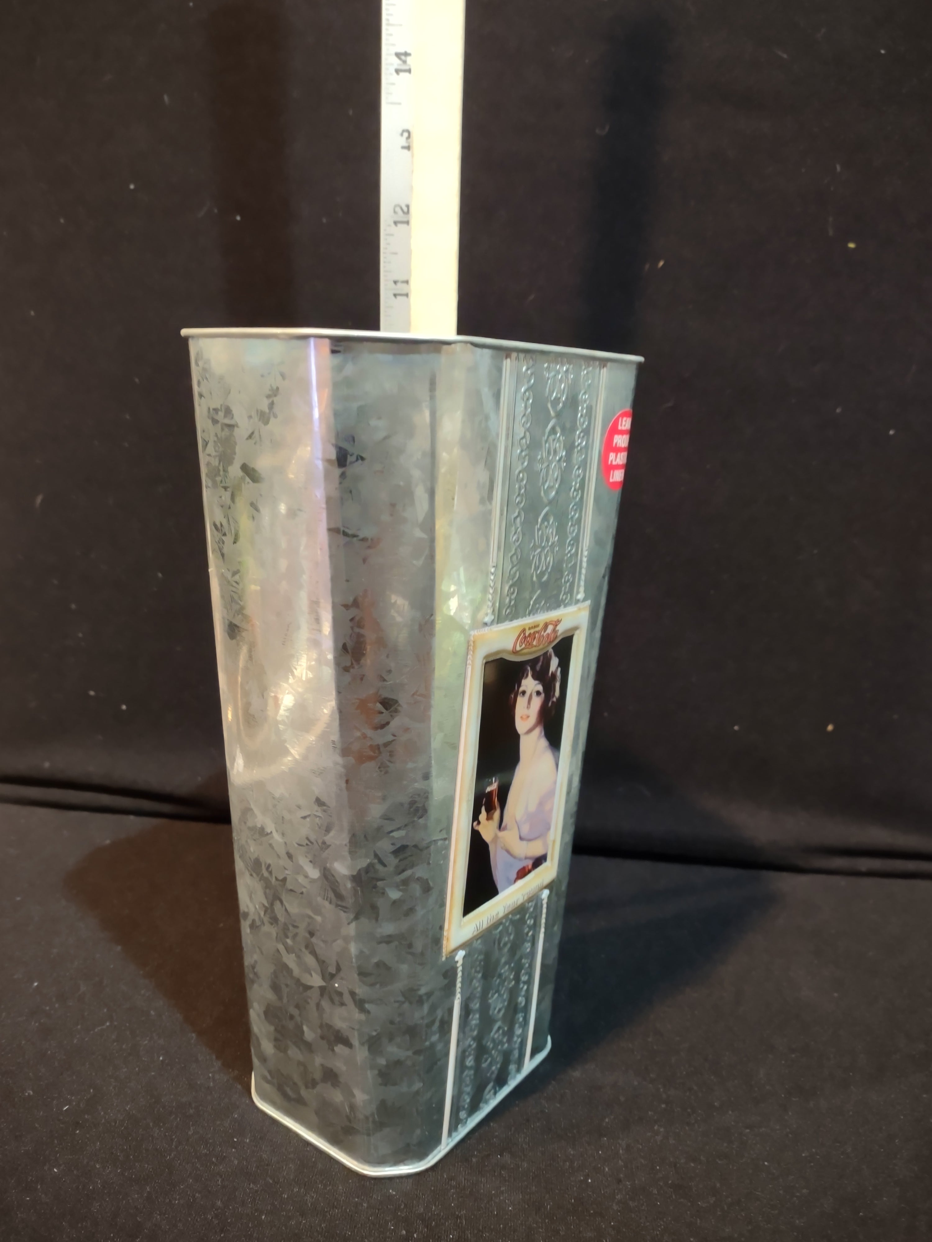 Vintage Coca-Cola Tin Vase Portrait All Year Around 10" (lot 5417)