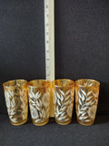 Vintage Jeannette Marigold Carnival Glass Tumblers White Floral x 4 (Lot 5125)