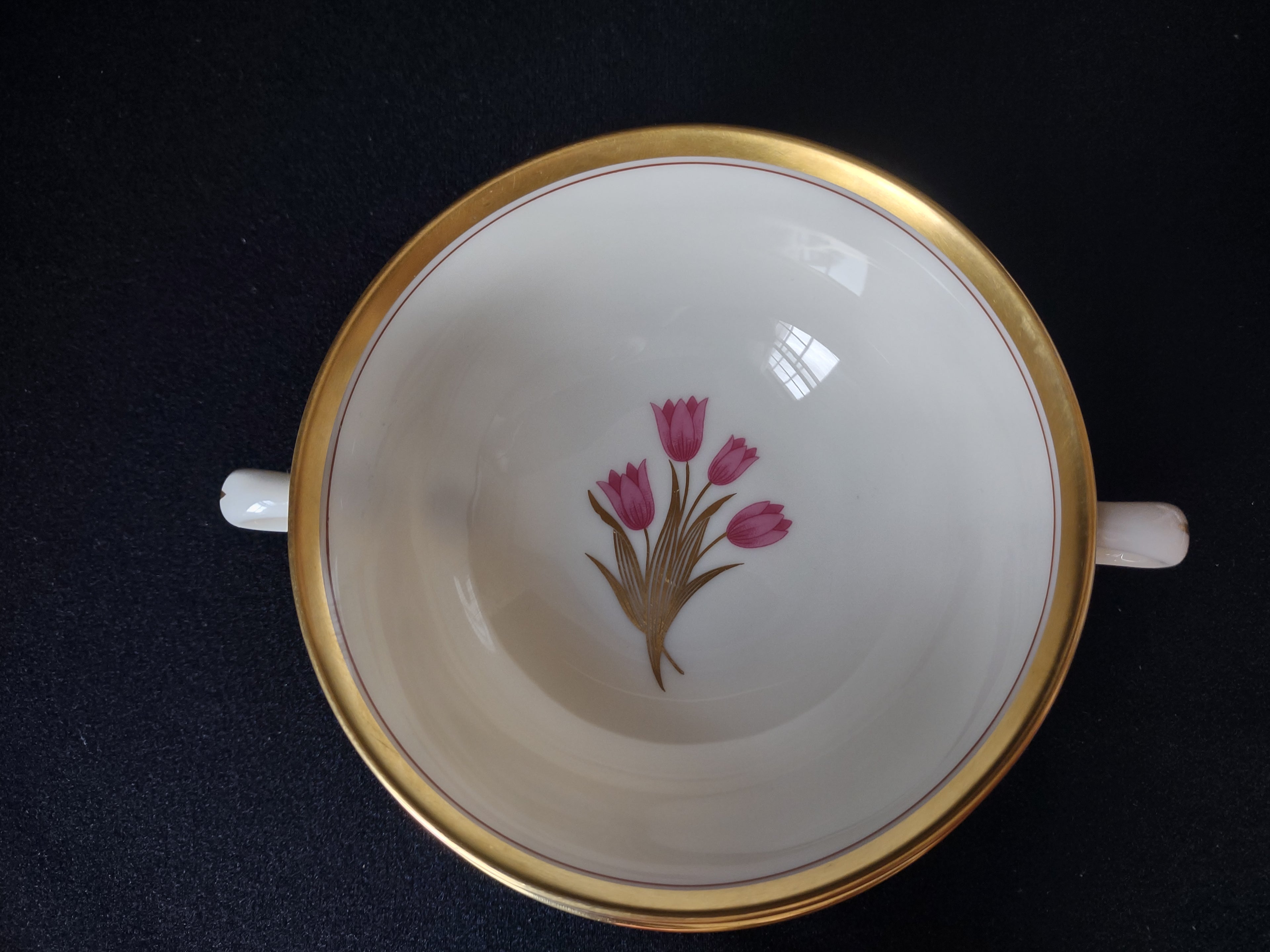 Vintage Lenox Bradford Tulips Gold Trim Bouillon Cup with Liner (lot 1828)