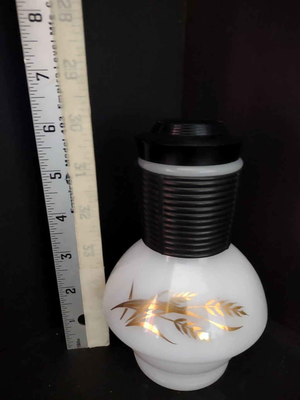 Vintage Mckee Hottle Carafe Glasbake Milk Glass Golden Wheat with Lid (lot 5261)