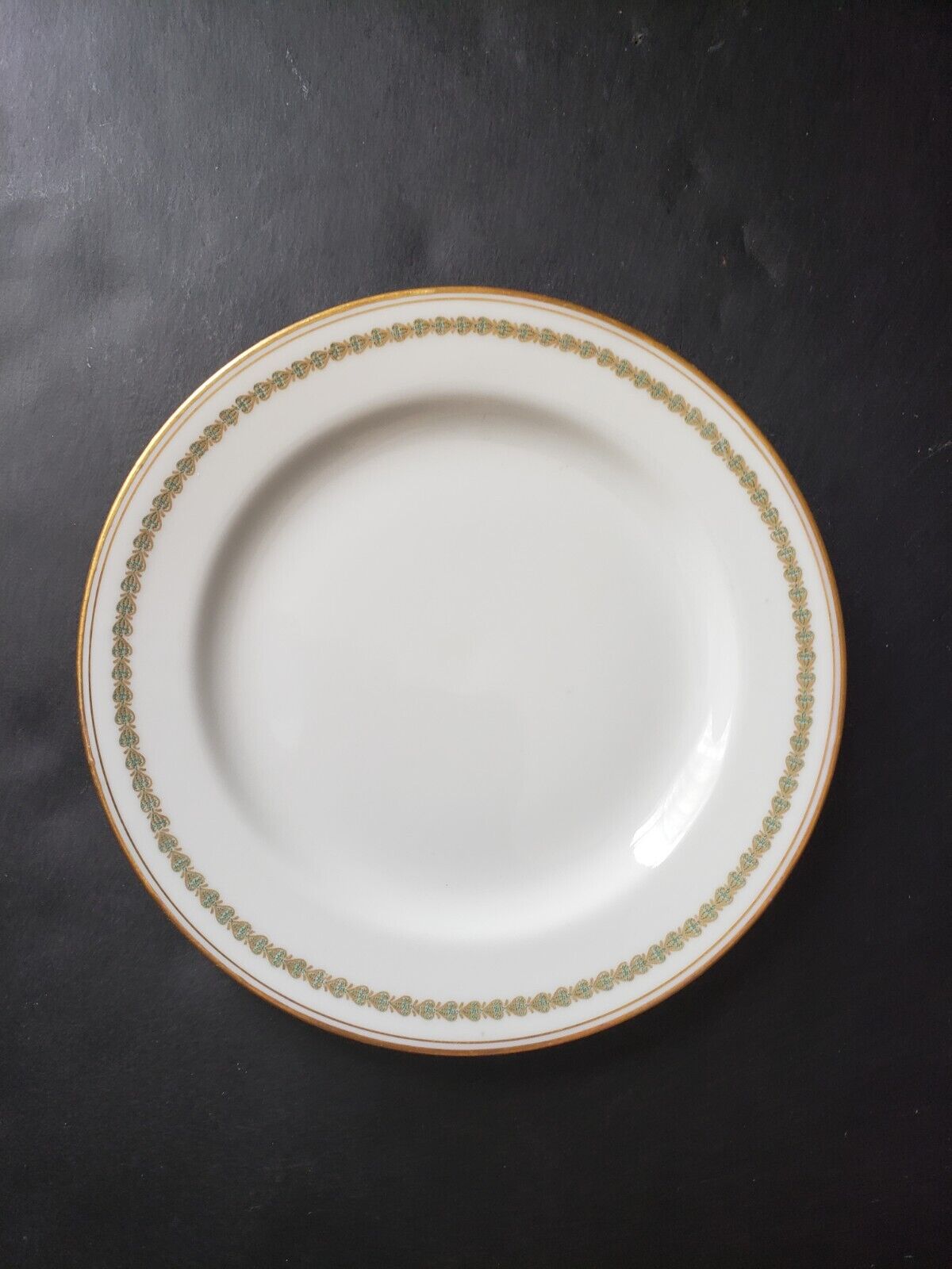 Haviland Limoges Green Hearts Gold Trim Bread/Butter Plate 6" (lot 591)