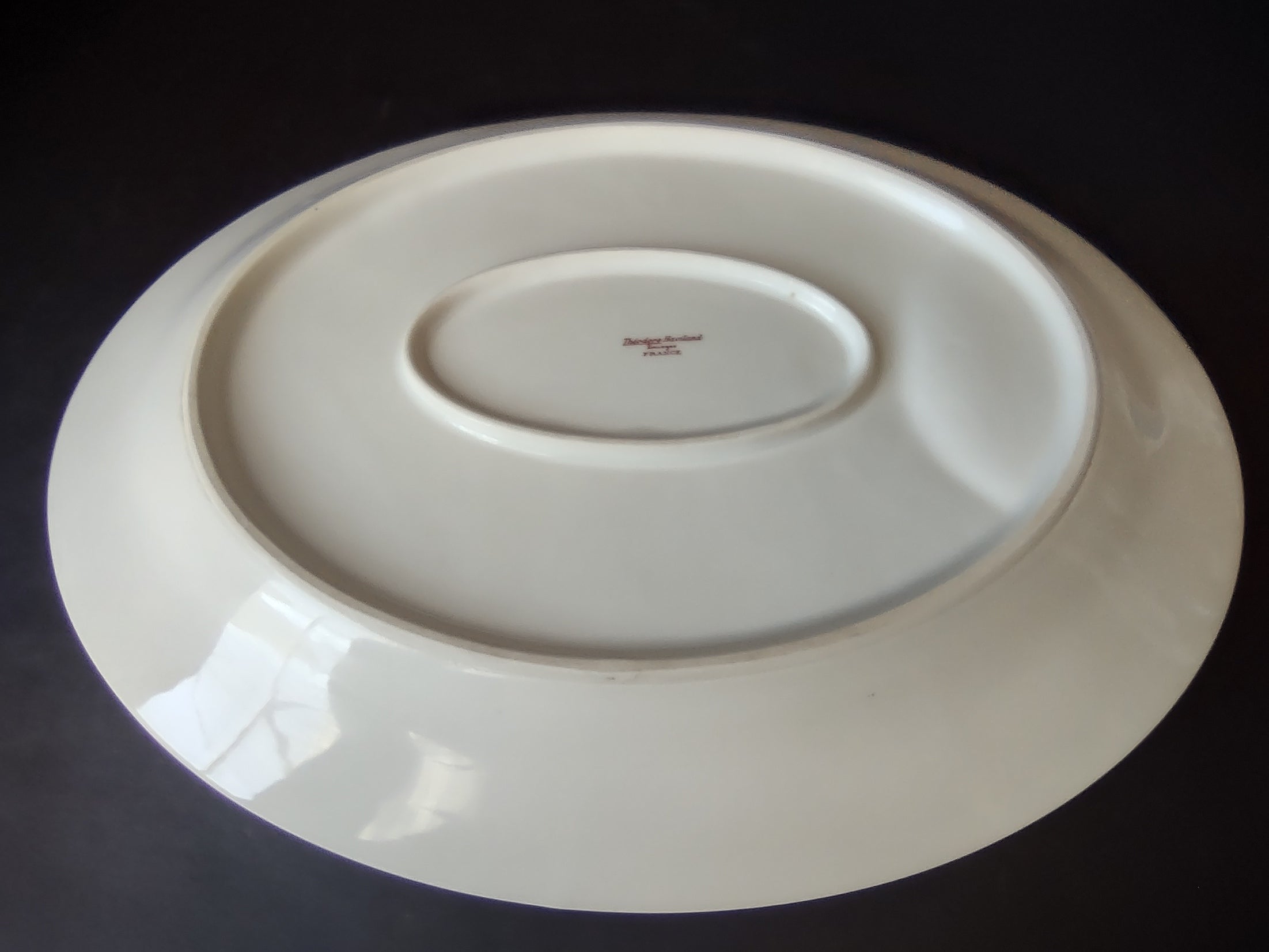 Haviland Limoges Oval Serving Platter 13-1/2" Pink Rose Green Ribbon (lot 888)