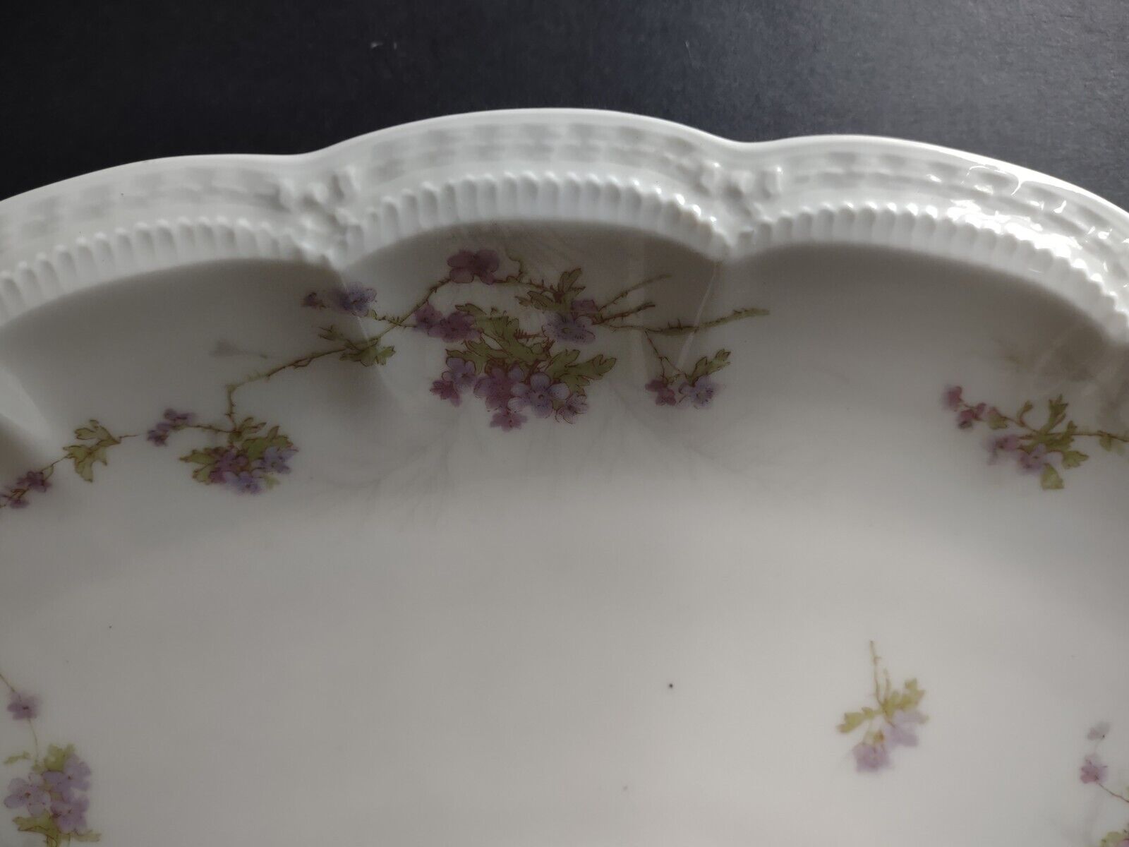 Haviland Limoges Gold Bows Purple Flowers Serving Platter 15-1/2" (lot 341)