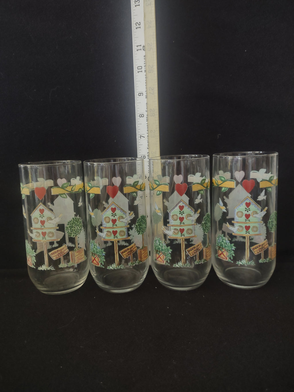 Vintage Thomson Pottery Birdhouse Tumblers X 4 (Lot 2935)