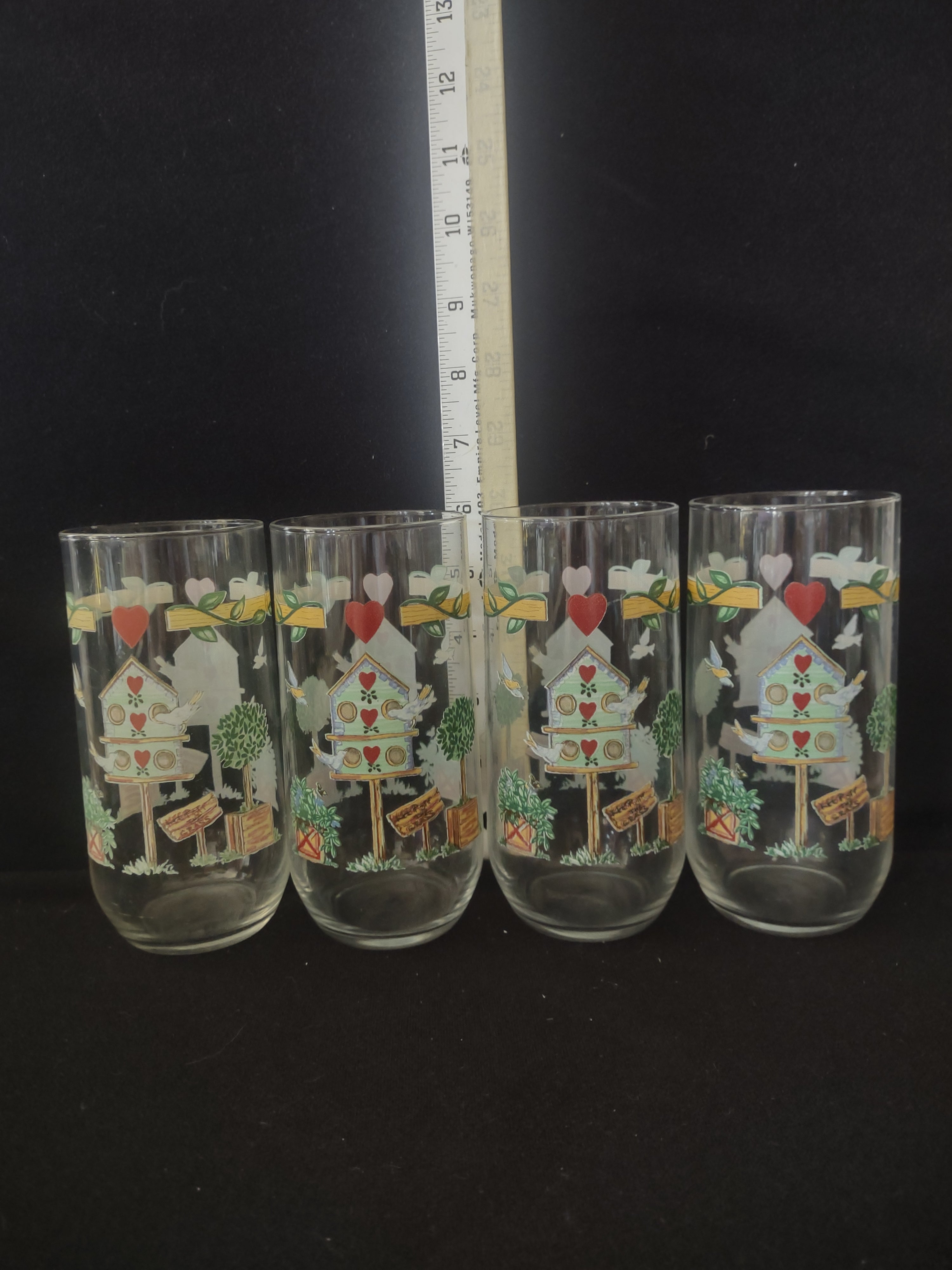 Vintage Thomson Pottery Birdhouse Tumblers X 4 (Lot 2935)
