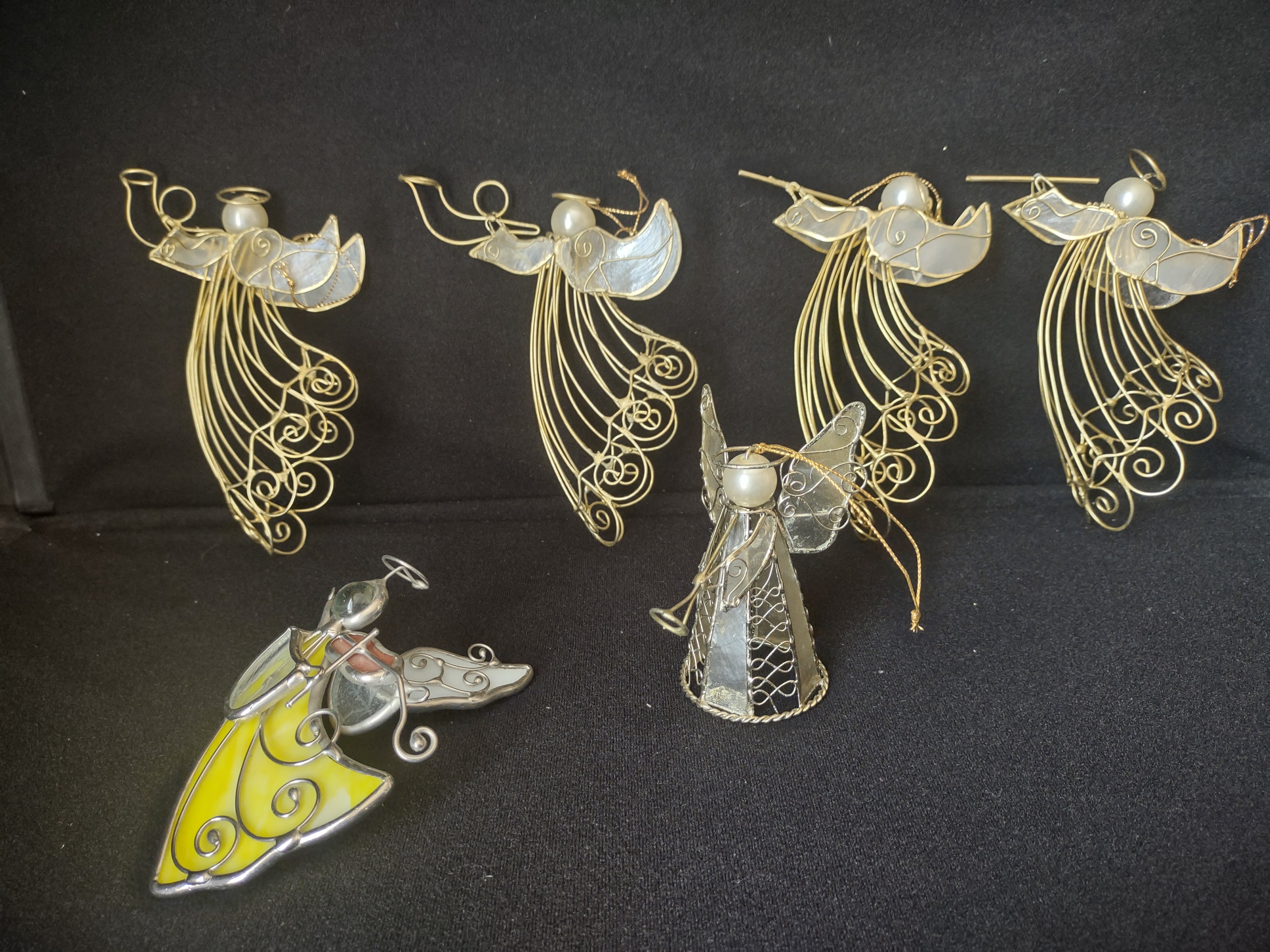 Set of 6 Wire Angels Christmas Ornament (lot 1757)