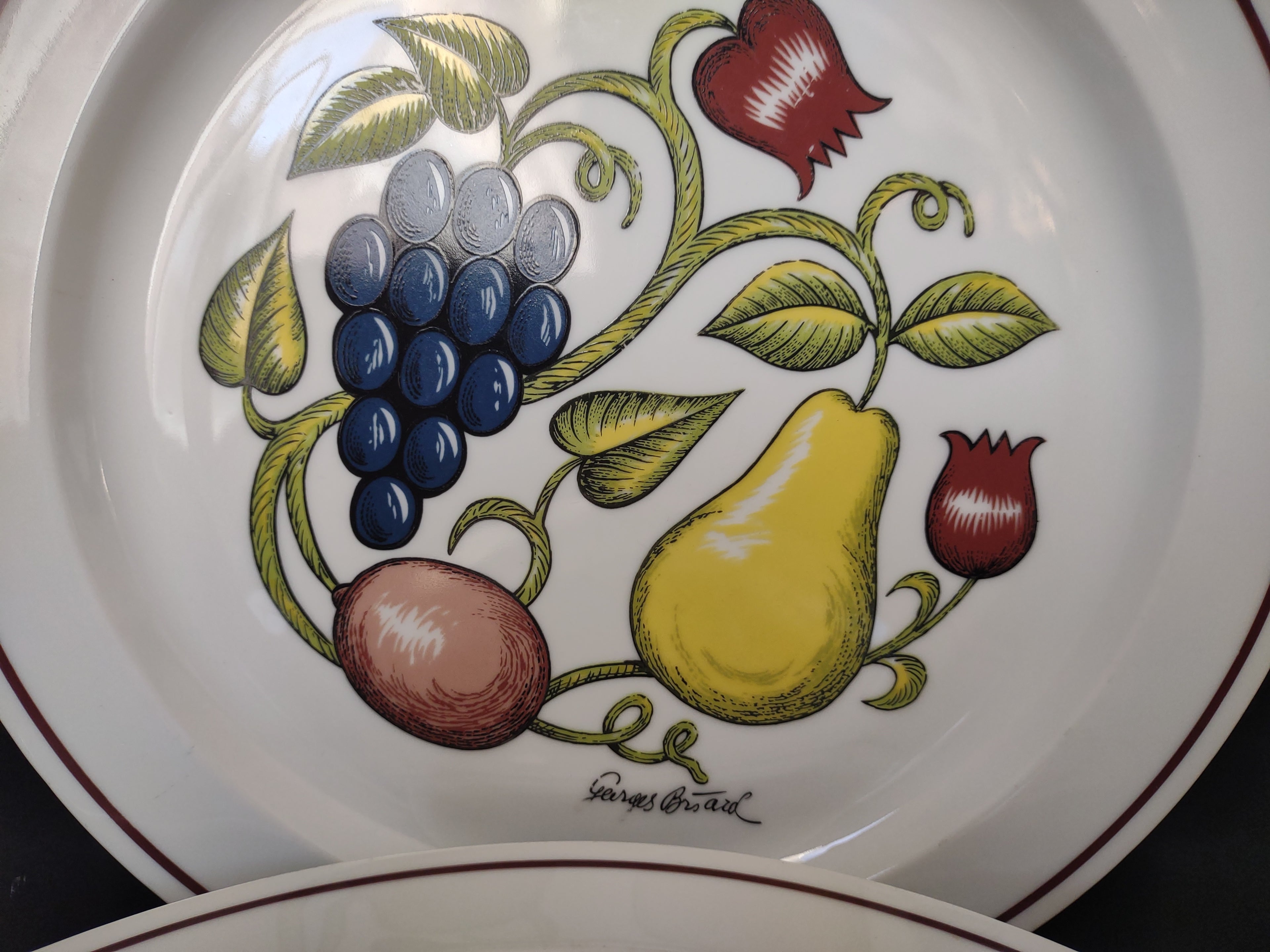Set 4 Dinner Plate Arbor George Briard Fruit Grape Thanksgiving (lot 1255)