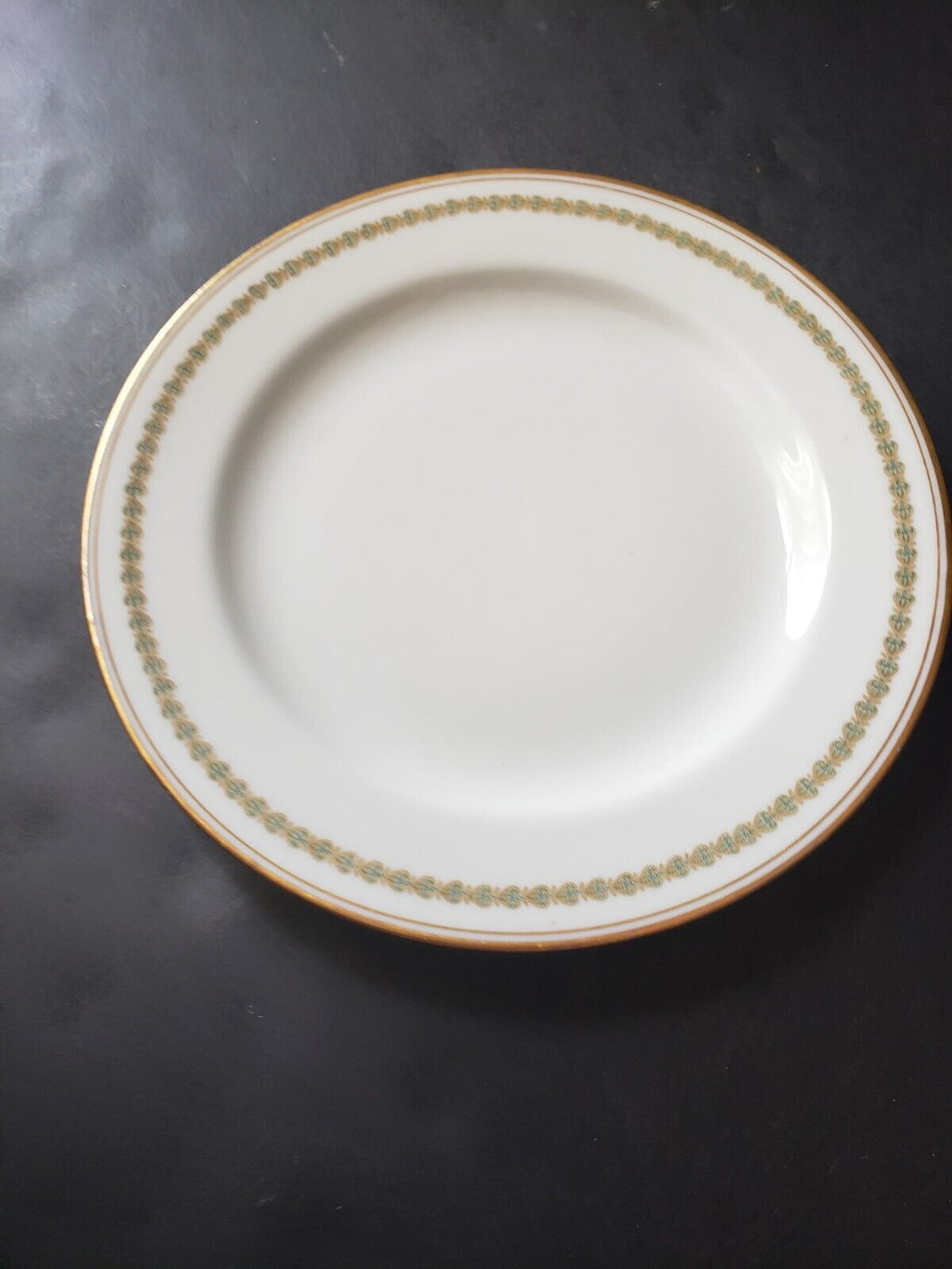 Haviland Limoges Green Hearts Gold Trim Bread/Butter Plate 6" (lot 591)
