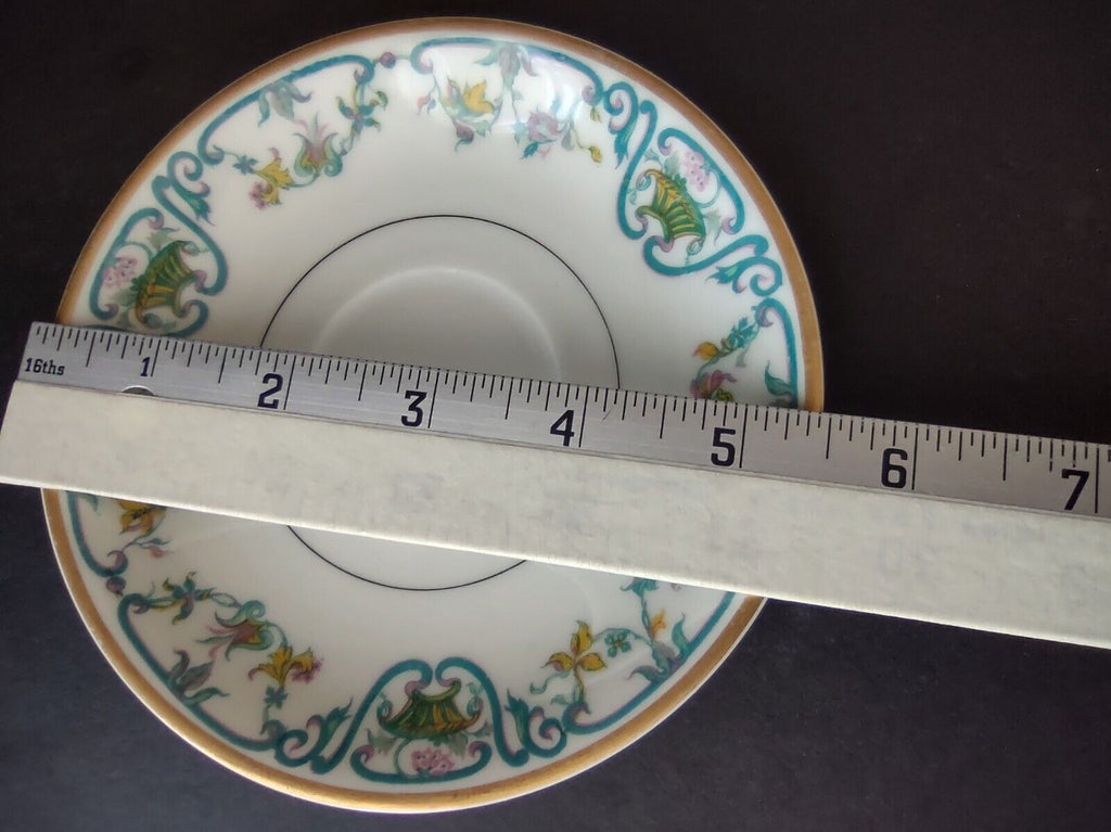Haviland Limoges Blue Cream Yellow Flower Gold Trim Saucer (lot 728)