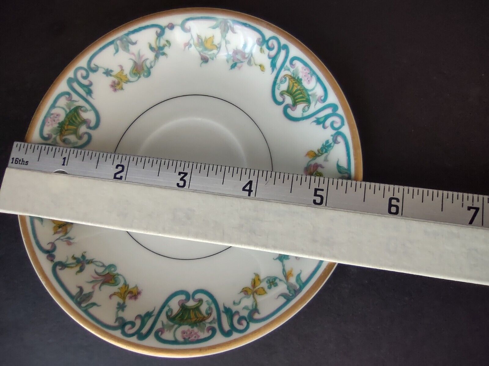 Haviland Limoges Blue Cream Yellow Flower Gold Trim Saucer (lot 728)