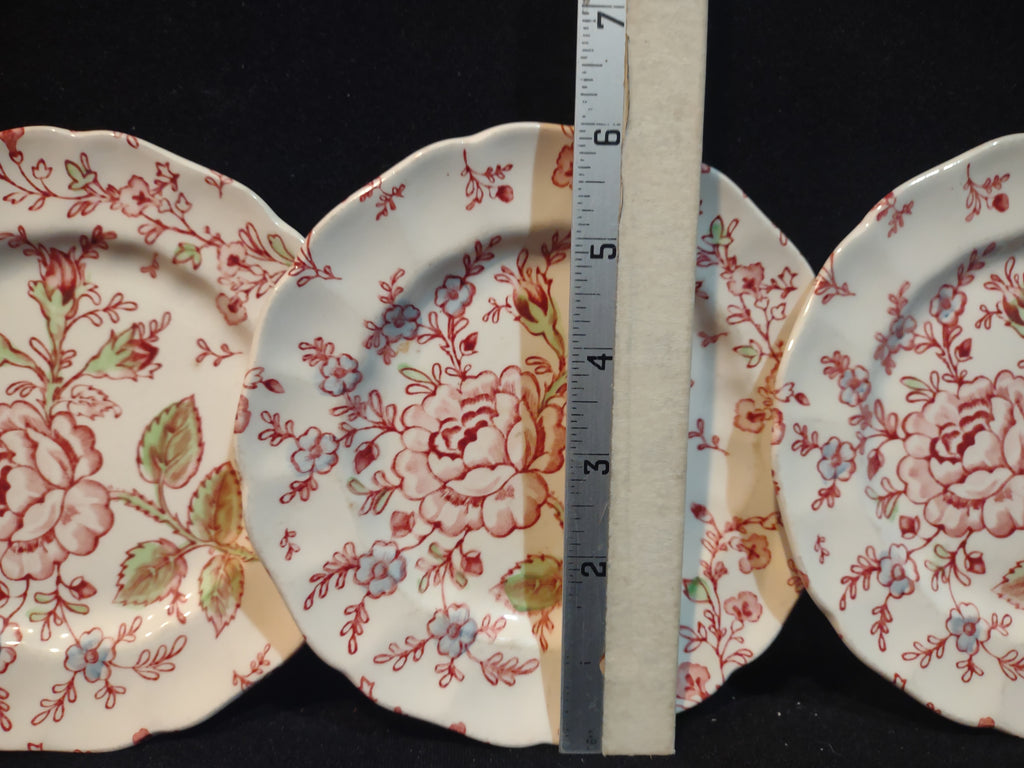 Vintage Dinner Plate x 2 Rose Chintz Johnson Bros Black Stamp (lot 5696)