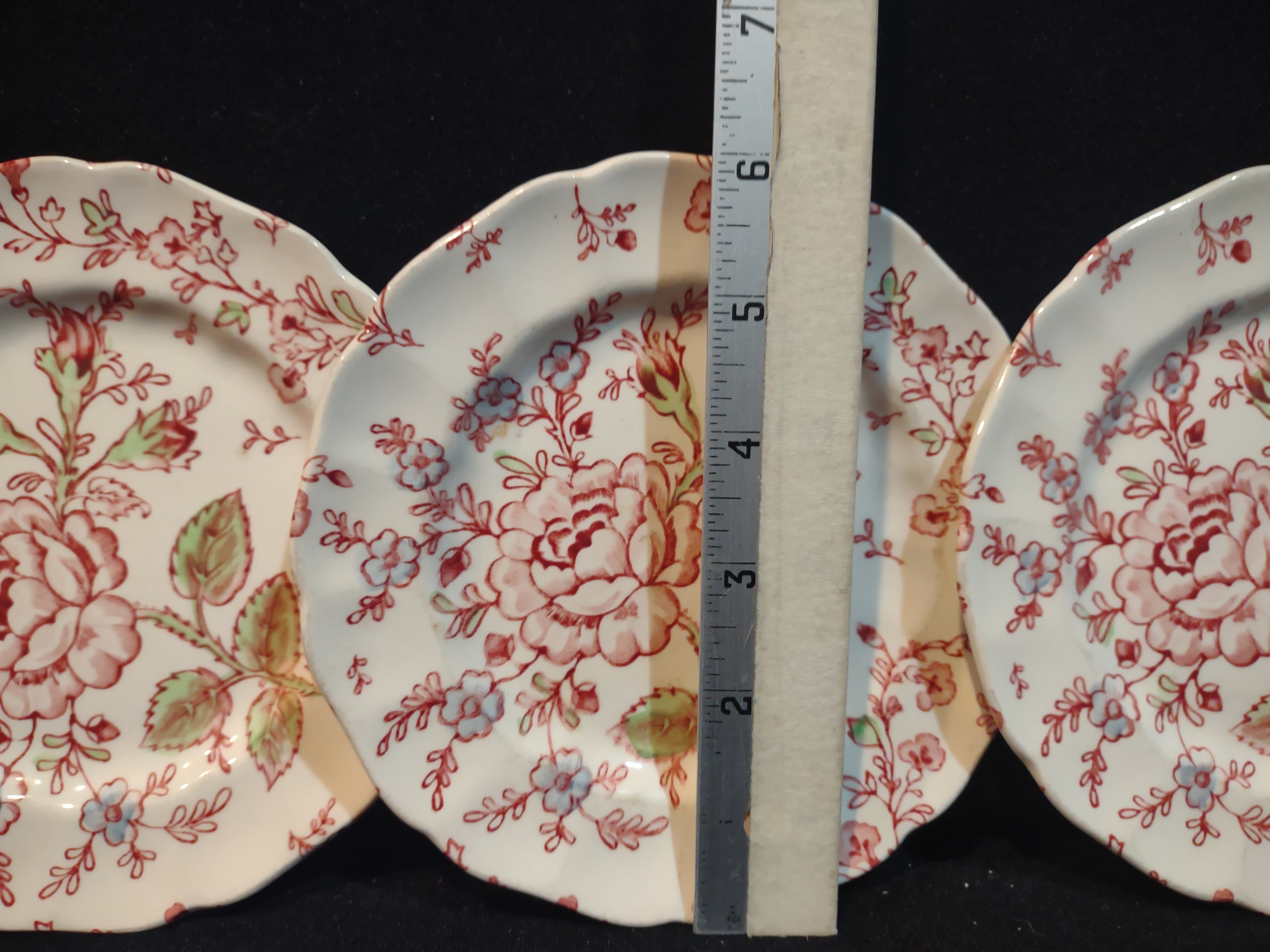 Vintage Dinner Plate x 2 Rose Chintz Johnson Bros Black Stamp (lot 5696)