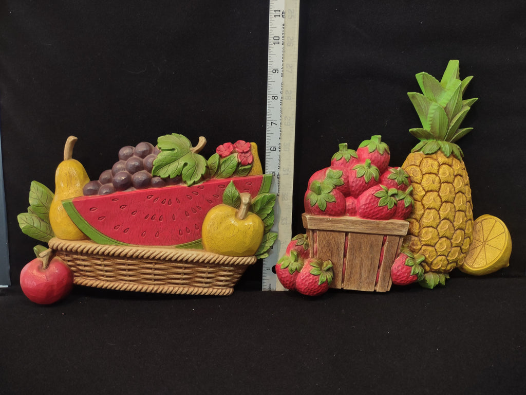 Vintage Home Interior Wall Hanging Plastic Watermelon Pineapple (lot2872t)