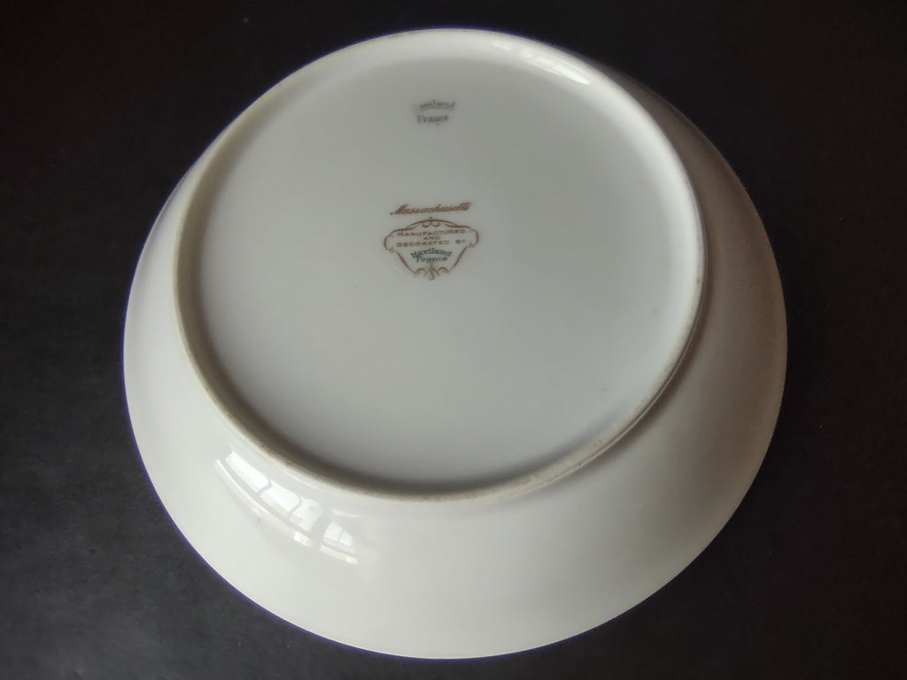 Haviland Limoges Massachusetts Cream Soup Plate Blue Floral (lot 932)