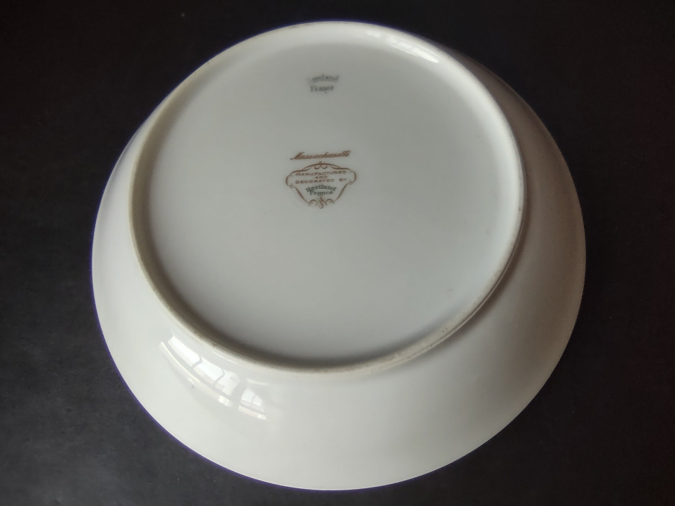 Haviland Limoges Massachusetts Cream Soup Plate Blue Floral (lot 932)