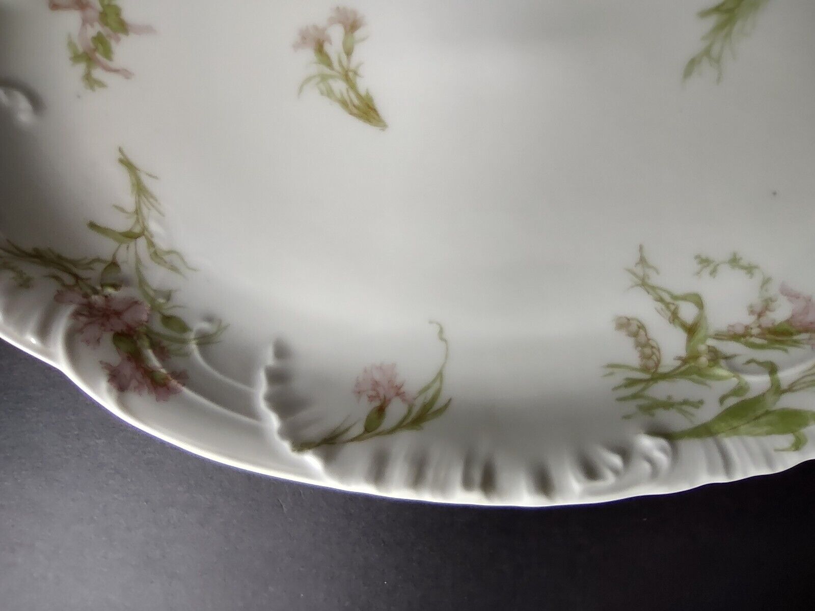 Haviland Limoges Gold Handle Carnation Serving Platter 15-1/2" (lot 340)
