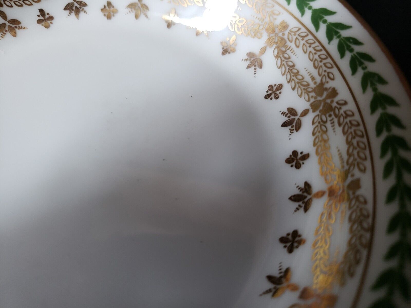 JP Limoges France Gold Trim Green Laurel Small Bowl 5" (585-1)