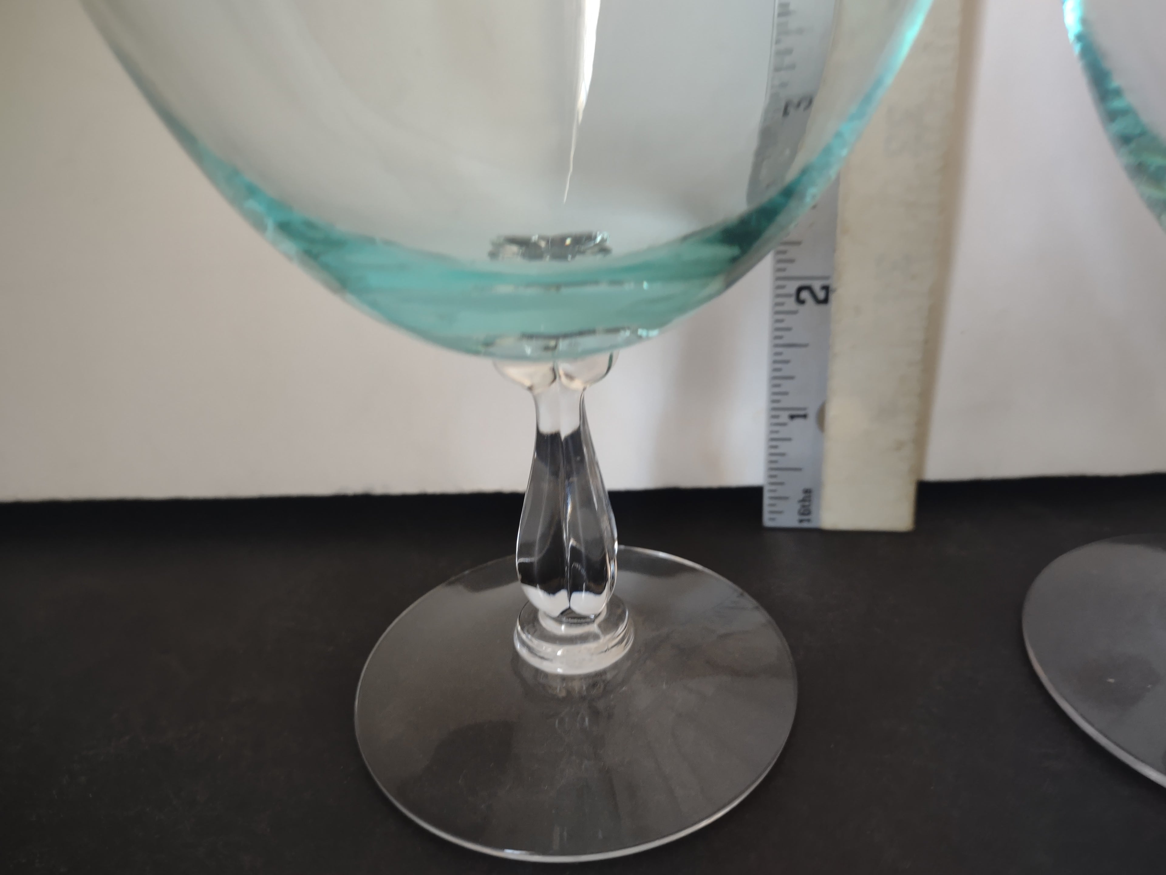 Set of 2 Fostoria Rharsodia Turquoise 4 1/2" Champagne Sherbet Glass (lot 2714)