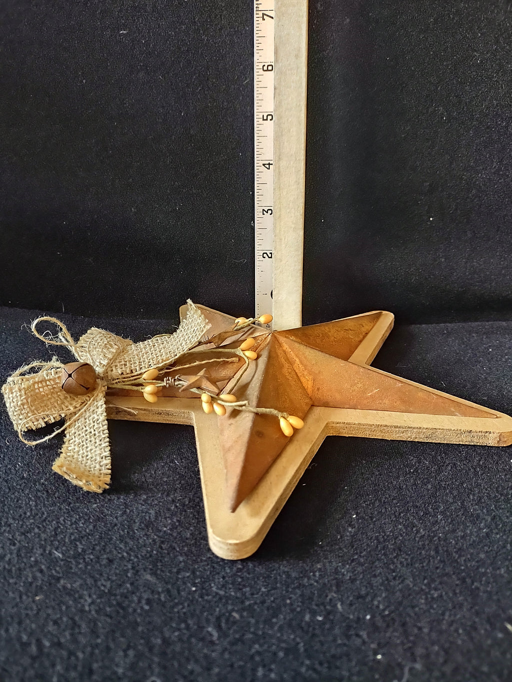 Rustic Christmas Wooden Stars 1 Decorated 8" 2 Small 1 Speckled (Lot 4641)