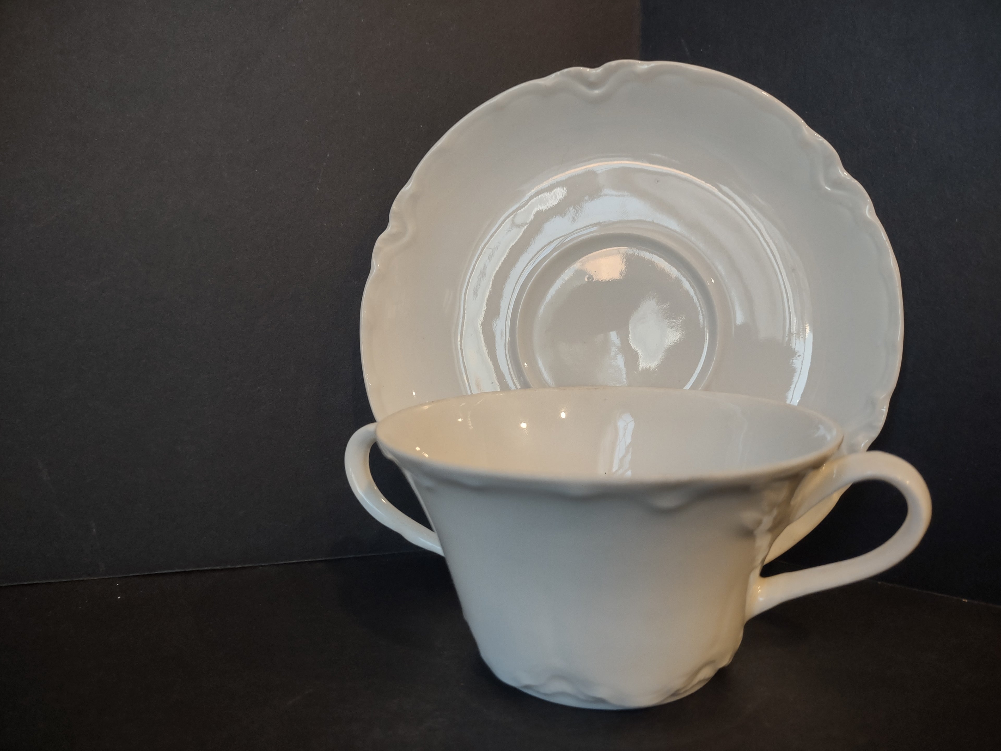 Haviland France Limoges Bouillon Cup Saucer White (lot 1037)