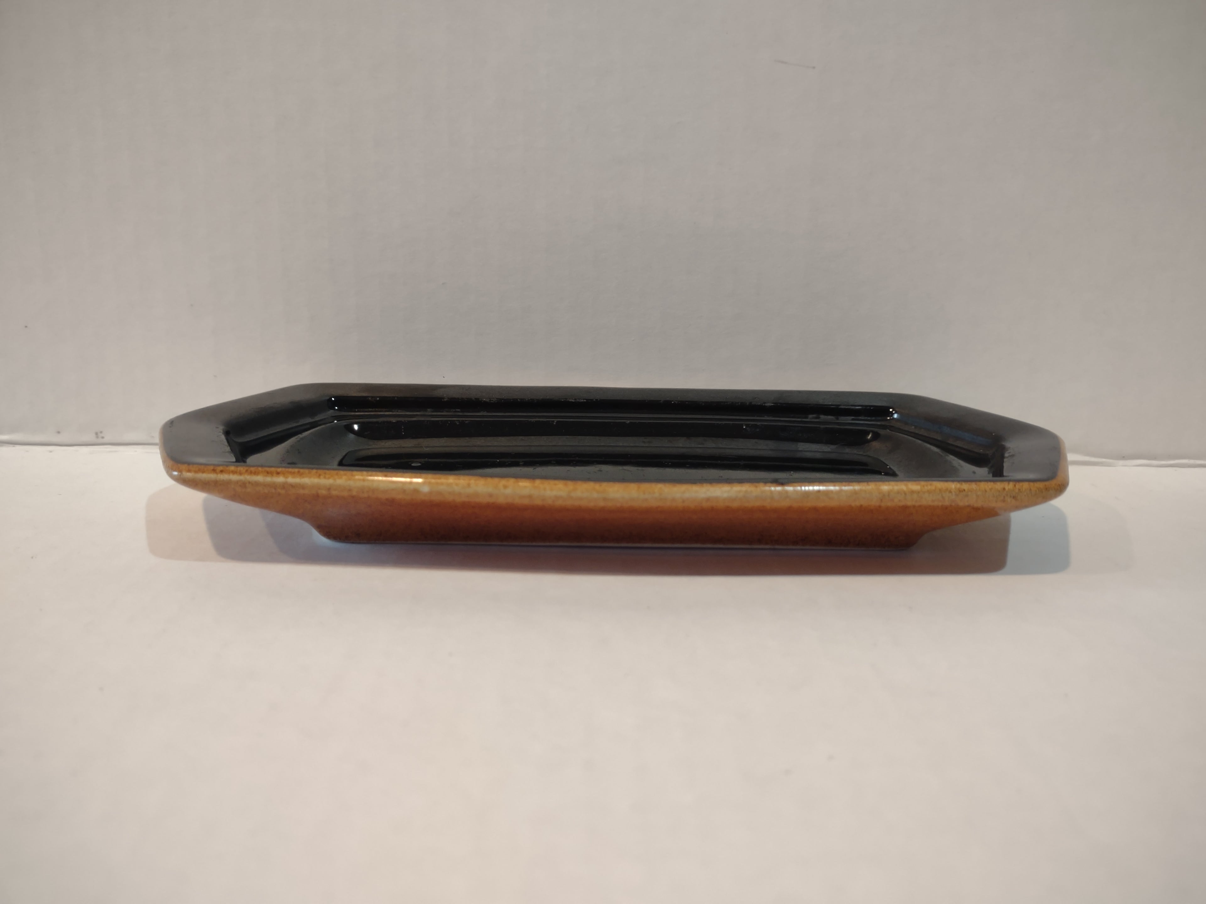 Vintage MCM Ironstone USA Amber Octagon Bottom for Butter Dish ONLY (lot 5015)