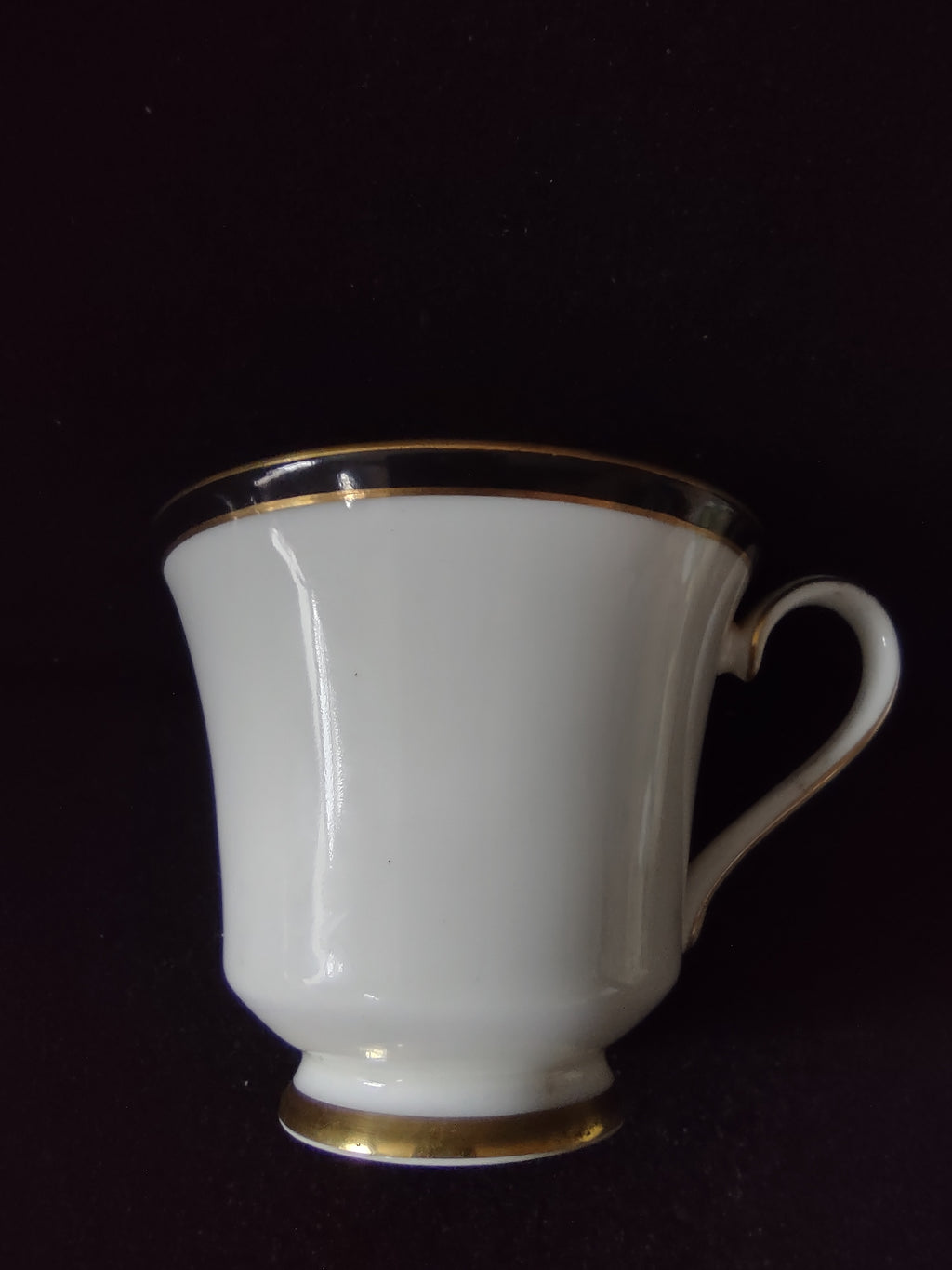 Vintage Minton Saturn Black Tea Cup Saucer Bone China Black Gold (Lot 5492)