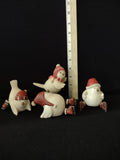 Vintage Winter Christmas 3 Skating Birds in Hats Cute Funny (Lot 3673)