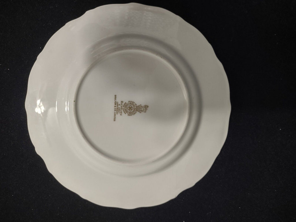 055 Vintage Royal Doulton Plate Bread Desert White Gold Trim 6-1/2"
