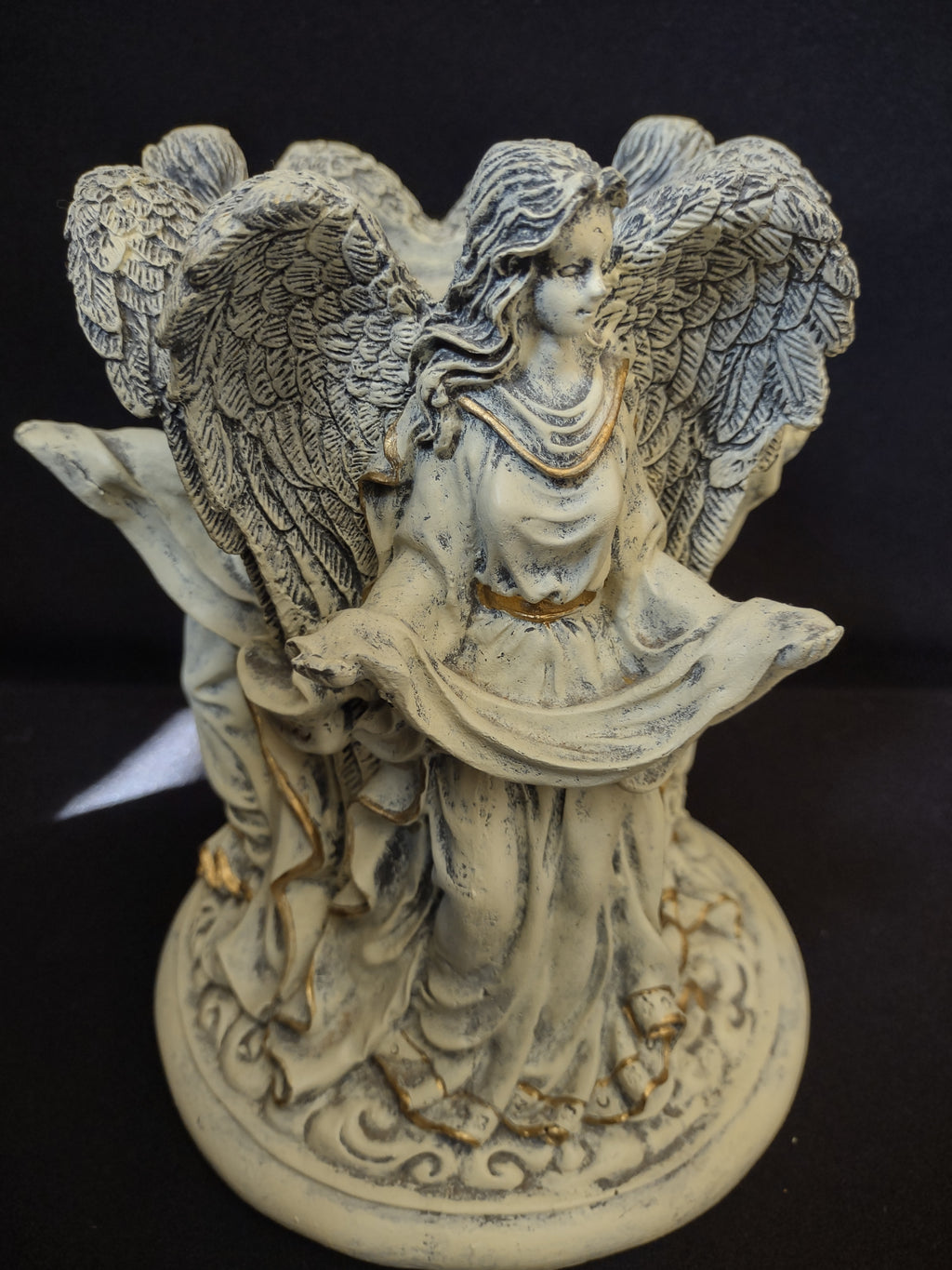 Angel Pillar Candle Stand Peace Love Joy (lot 1699)