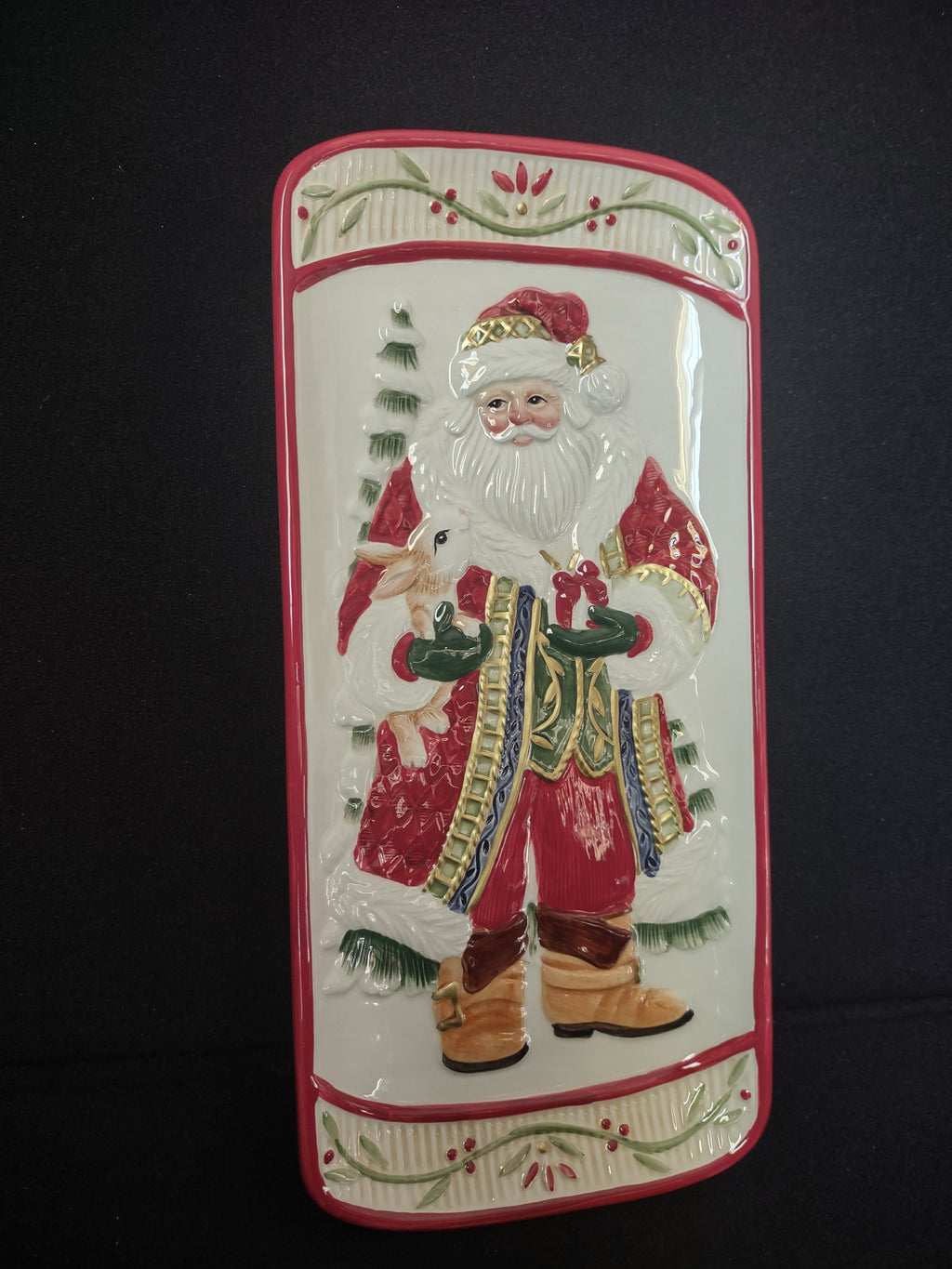 Fitz and Floyd Santa's Forest Friends Christmas Serving Tray (lot 1527)