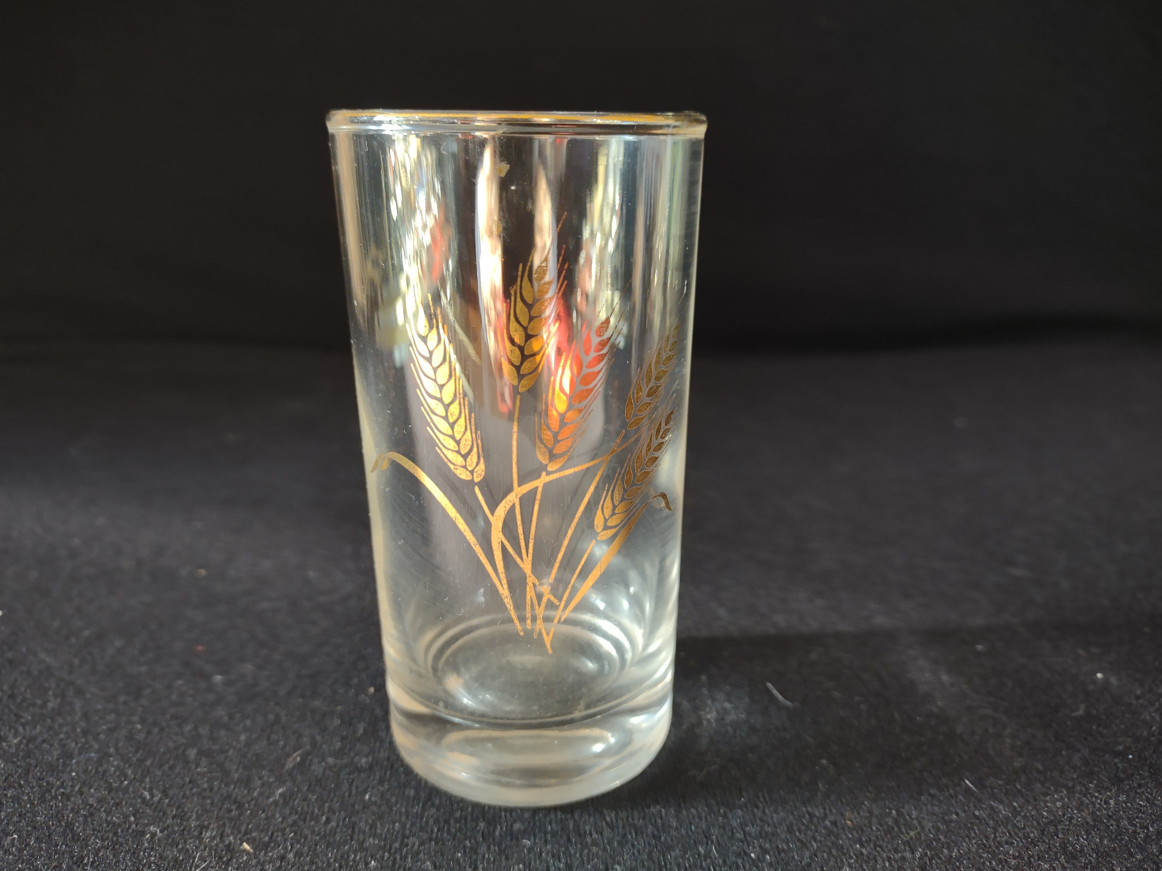 Vintage Homer Laughlin 22k Golden Wheat 4" Juice Drinking Glass x 4 (lot 5173)