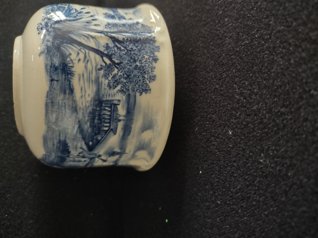 Vintage Staffordshire England Teacup Ironstone Blue Landscape (Lot 5637)